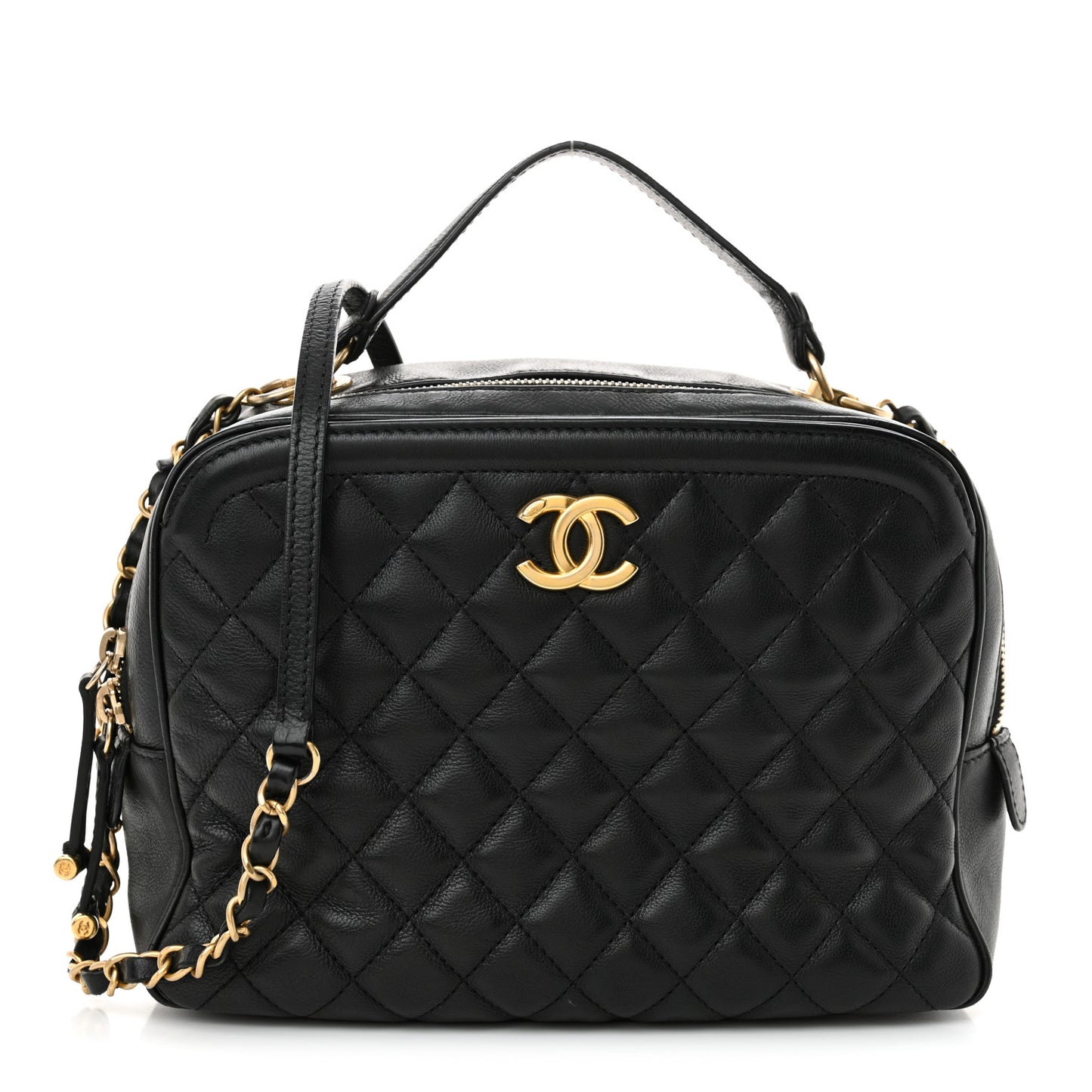 Calfskin Quilted CC Medium Vanity Case Black