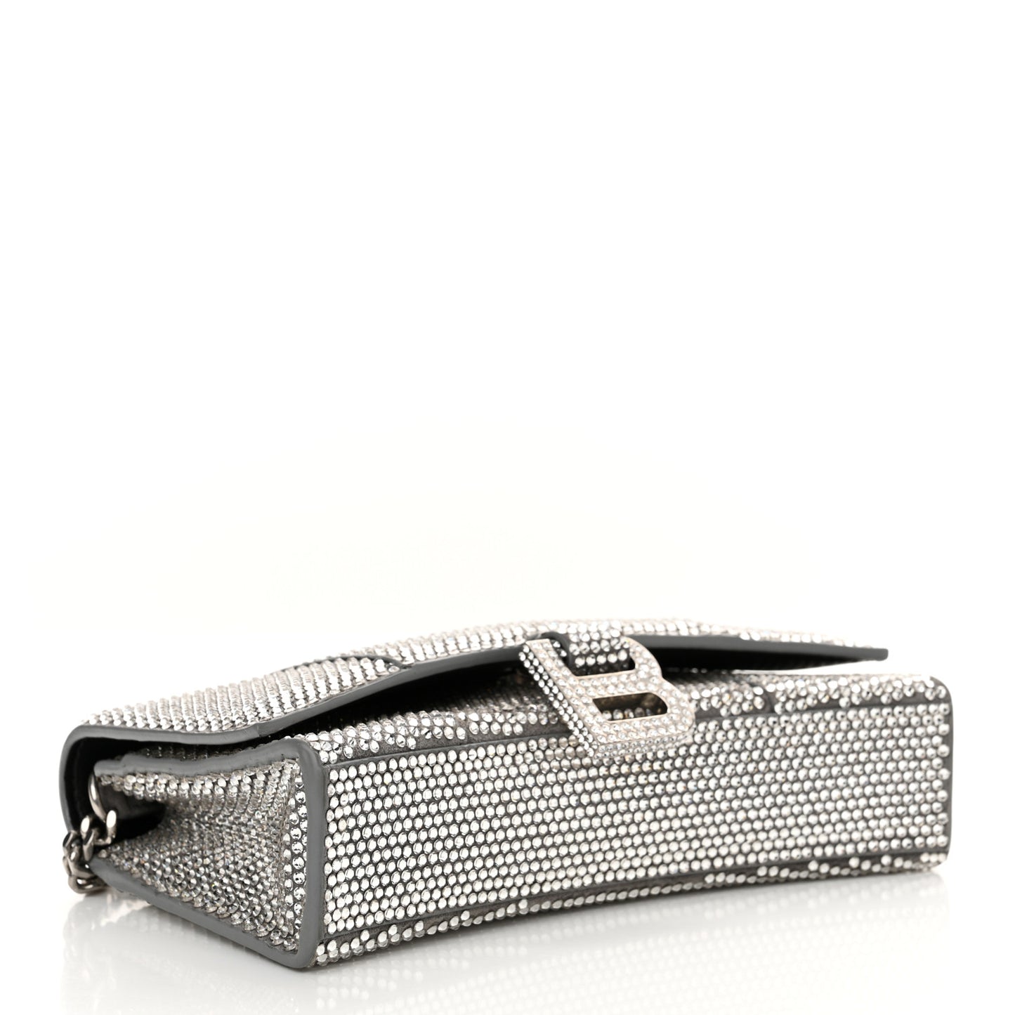 Strass Suede Hourglass Chain Bag Smoke Grey Crystal