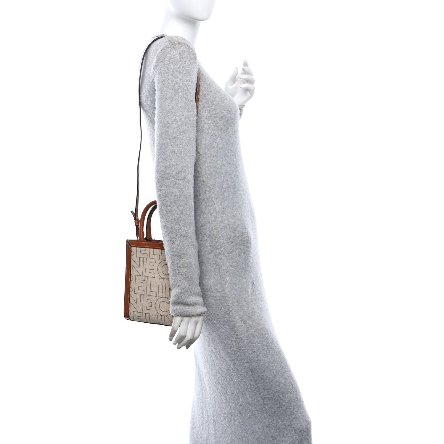 Celine Canvas Calfskin All Over Print Mini Vertical Cabas Natural Tan 2 of 9