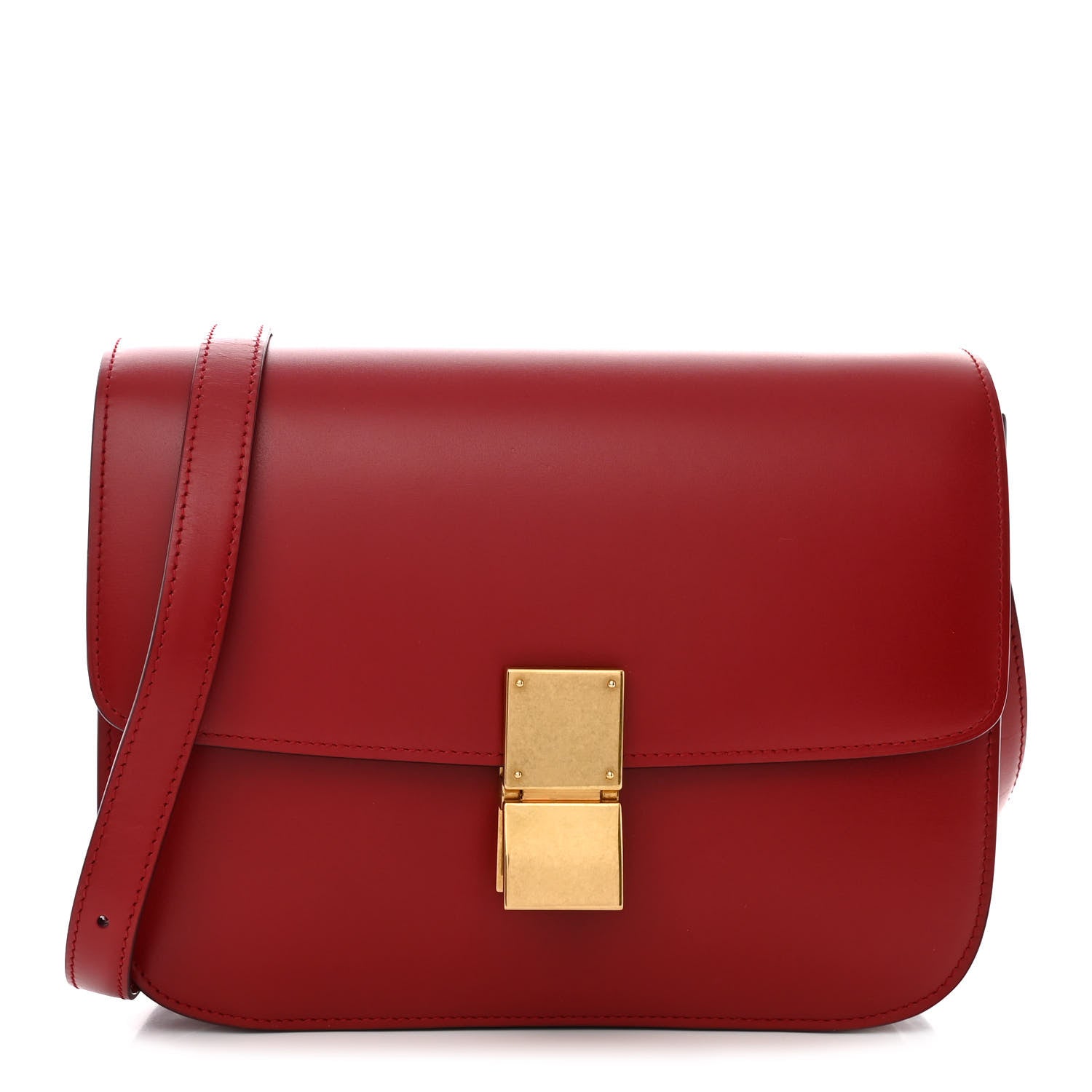 Celine Box Calfskin Medium Classic Box Flap Bag Red 1 of 13