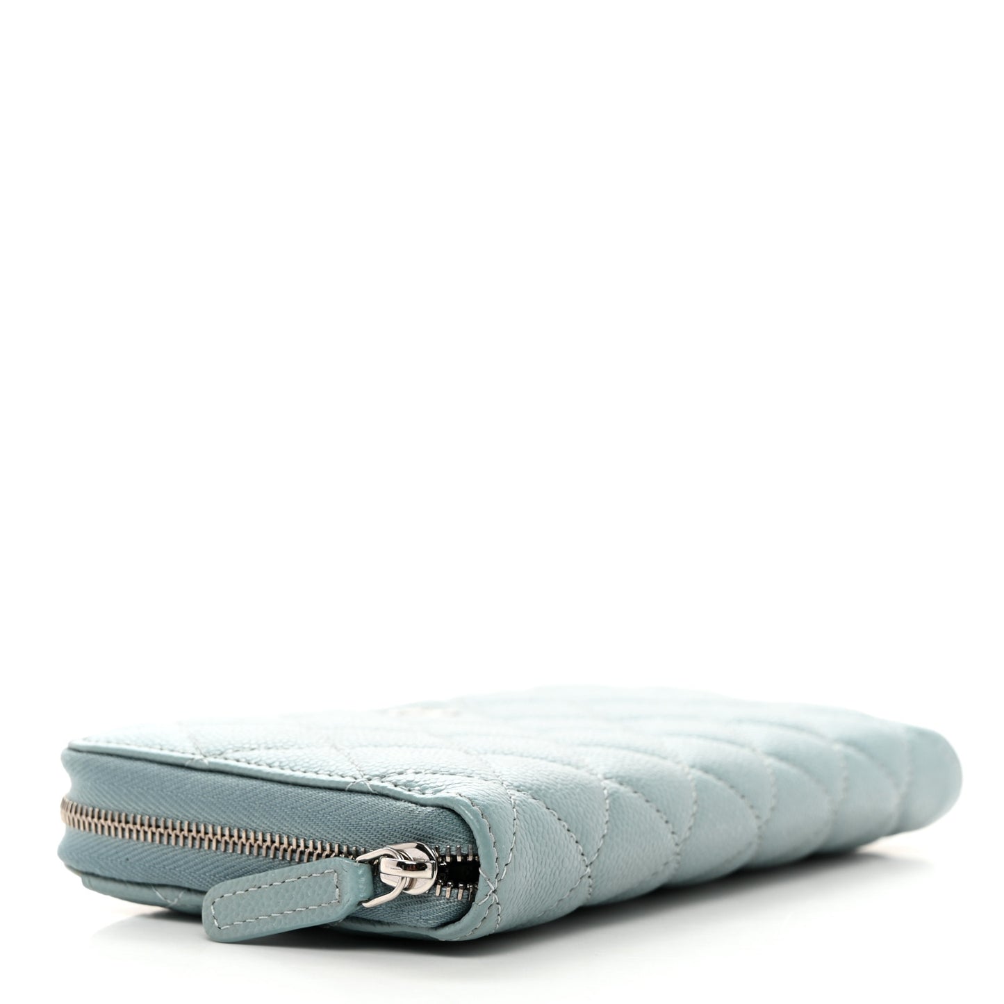 Caviar Quilted Large Gusset Zip Around Wallet Light Blue