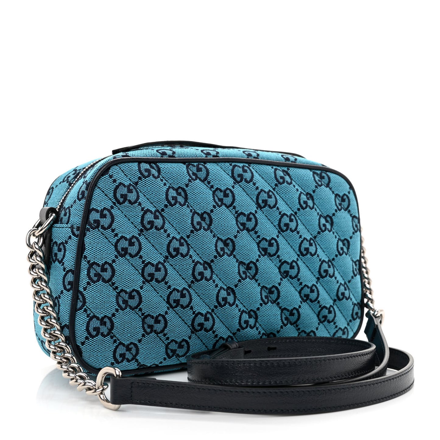 Monogram Multicolor Matelasse Diagonal Small GG Marmont Chain Shoulder Bag Light Blue