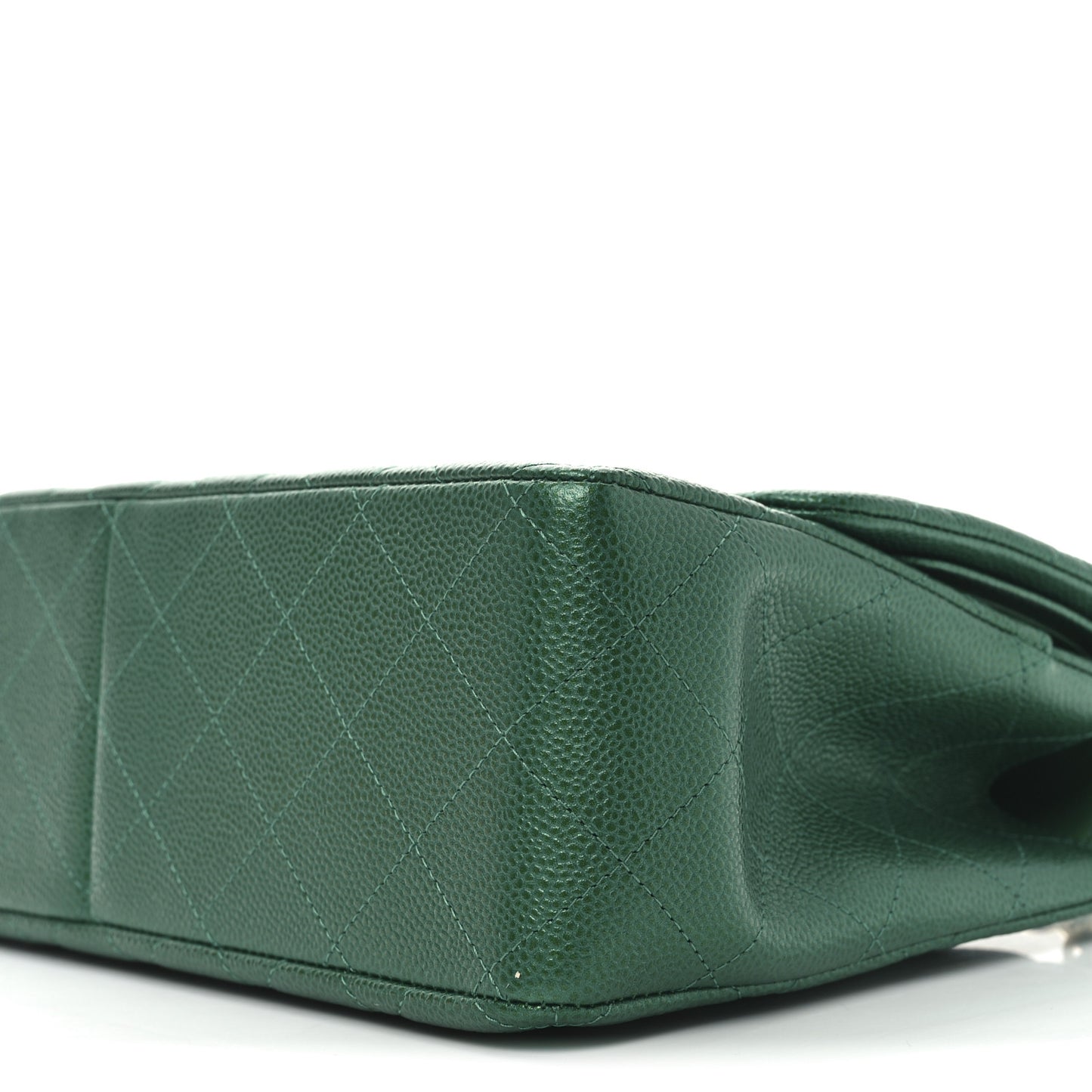 Metallic Caviar Quilted Jumbo Double Flap Green