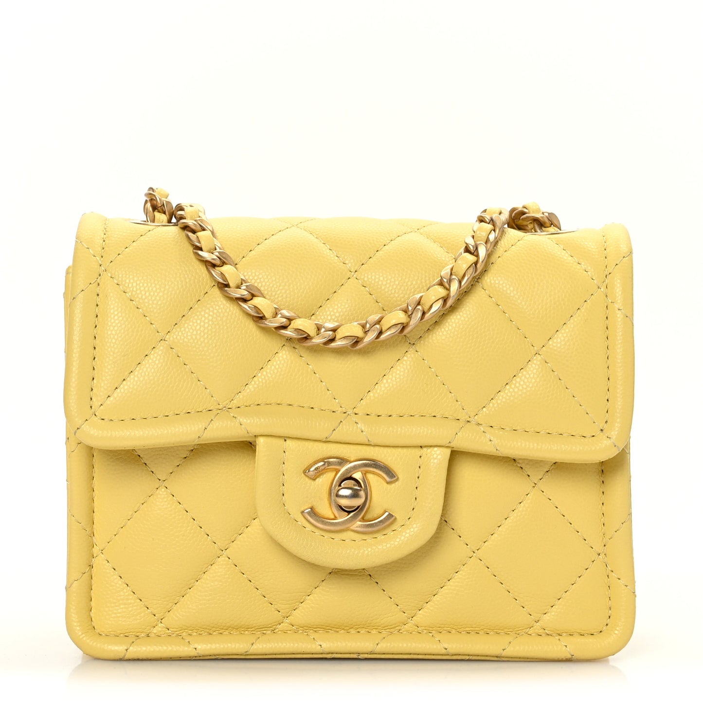 Caviar Quilted Mini Sweet Classic Flap Yellow