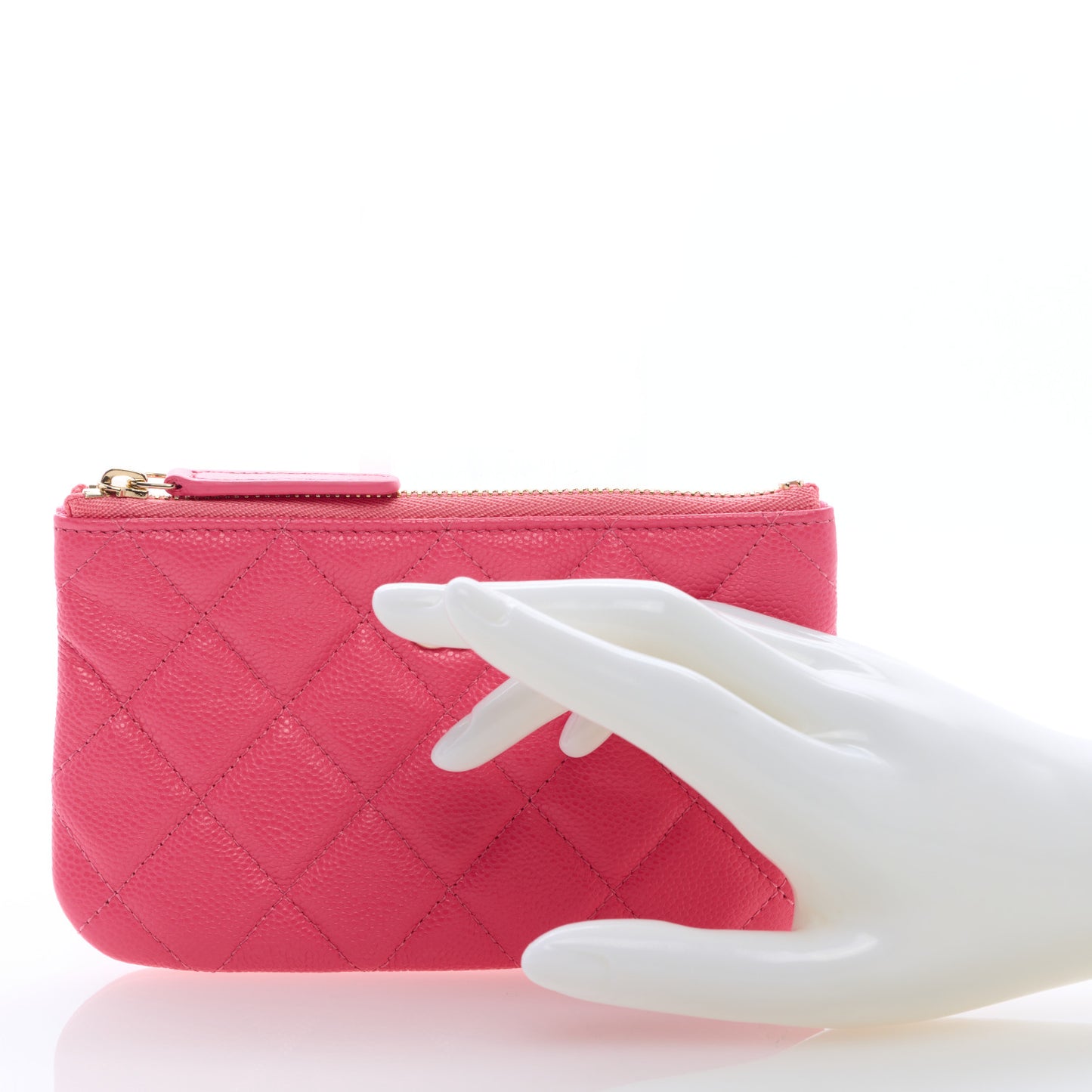 Caviar Quilted Small Cosmetic Case Pink