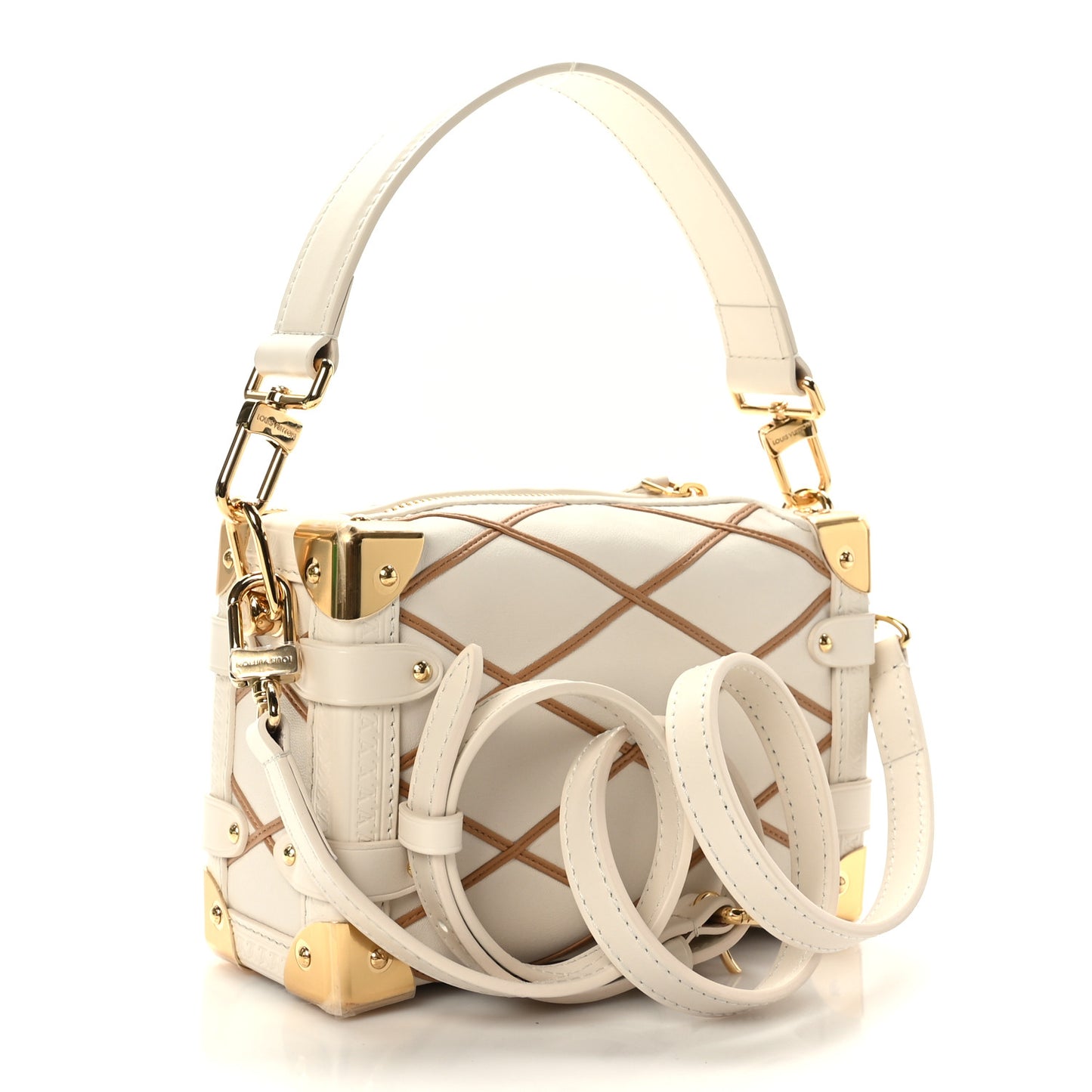 Lambskin Malletage Side Trunk PM Creme Noisette