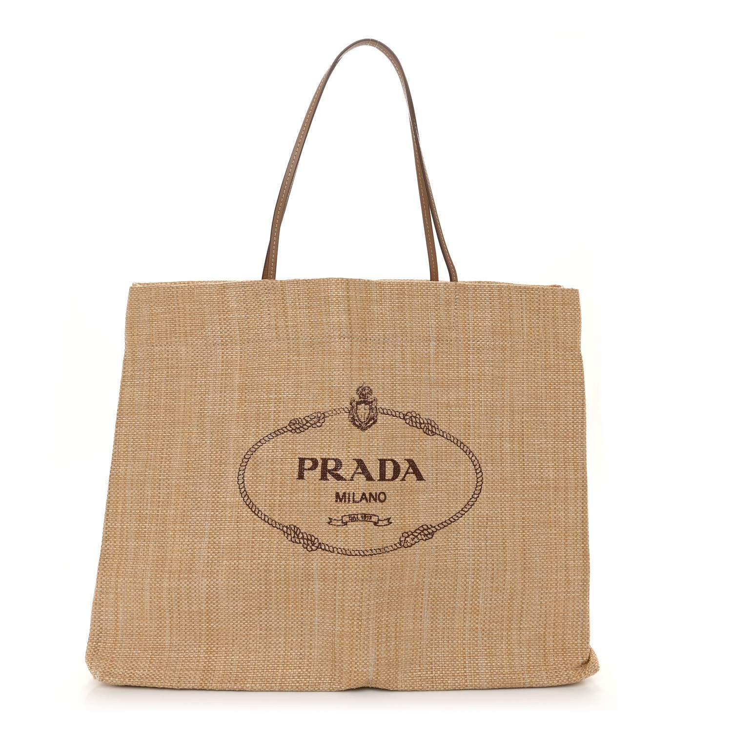 Prada Raffia Logo Tote Naturale 1 of 9