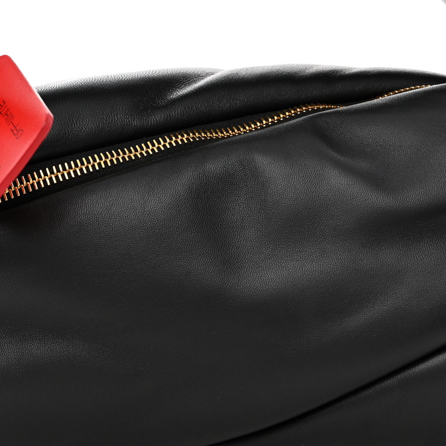 Calfskin Puffy Pump Pouch Crossbody Bag Black
