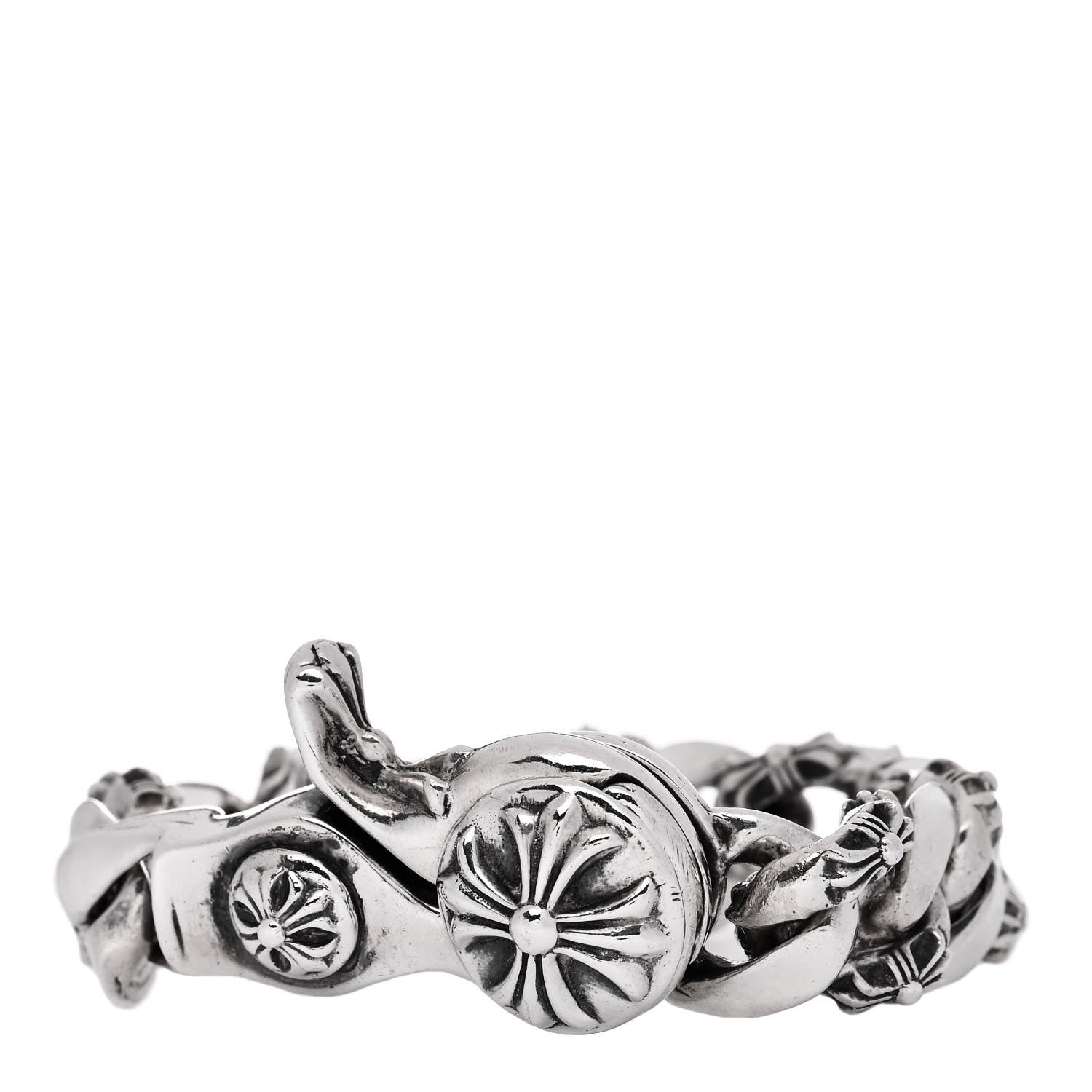 Chrome Hearts Sterling Silver Lobster Clasp Cuban Link Bracelet