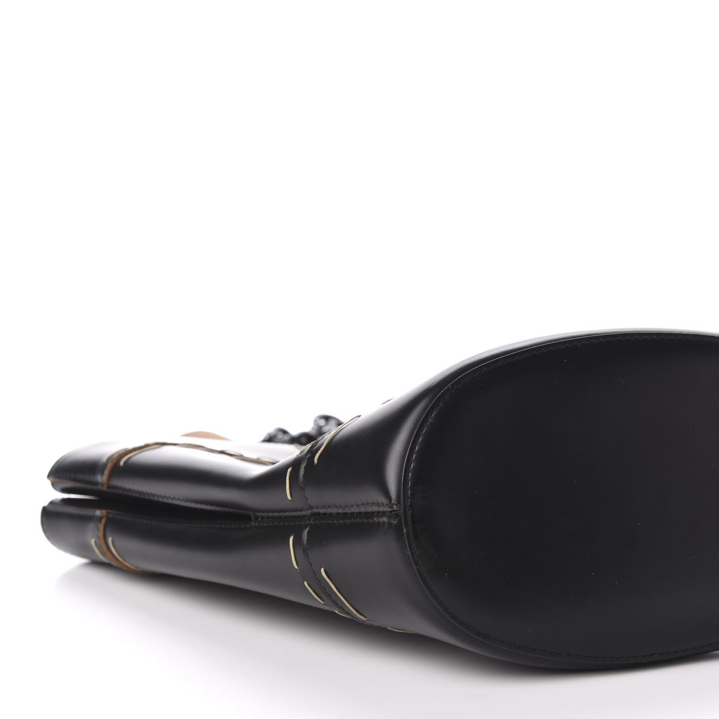 Calfskin Pickstitch Mini Top Handle Bucket Bag Black