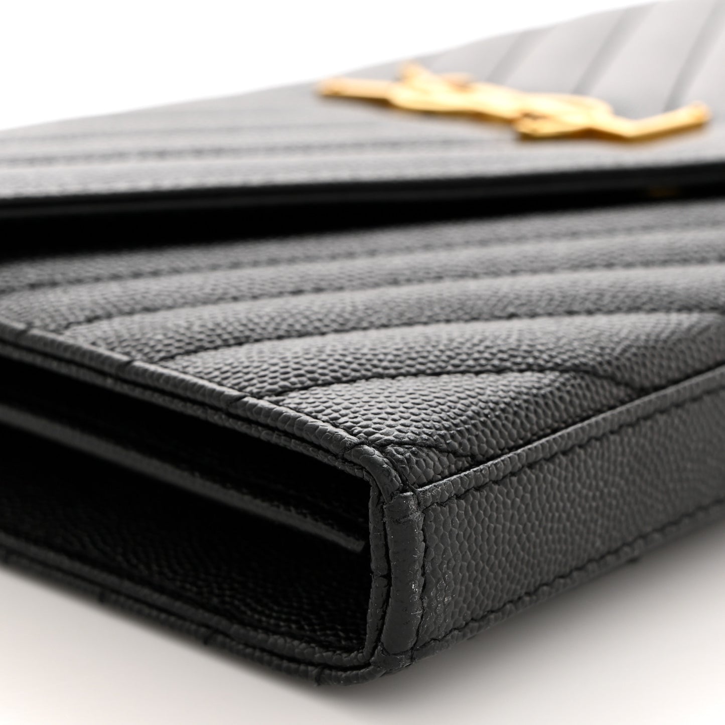 Grain De Poudre Matelasse Chevron Monogram Chain Wallet Black