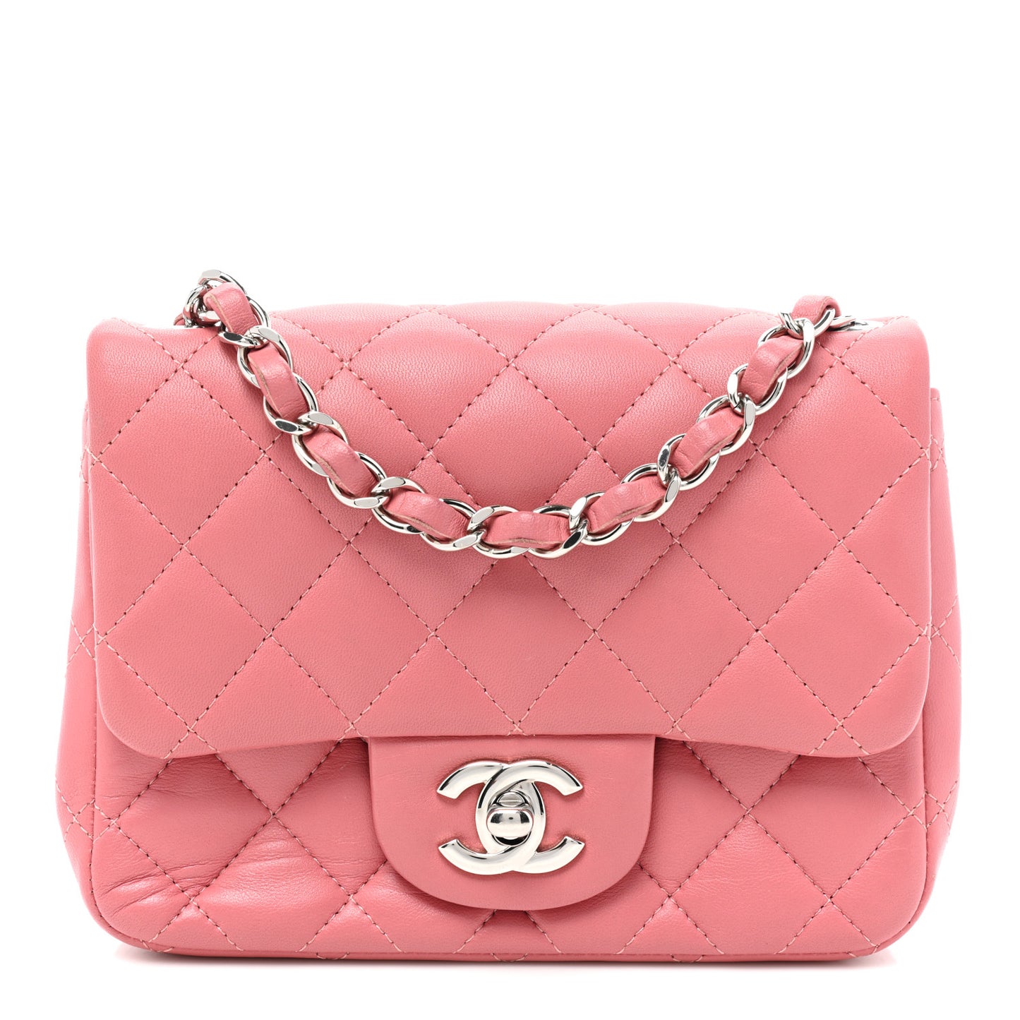 Lambskin Quilted Mini Square Flap Pink