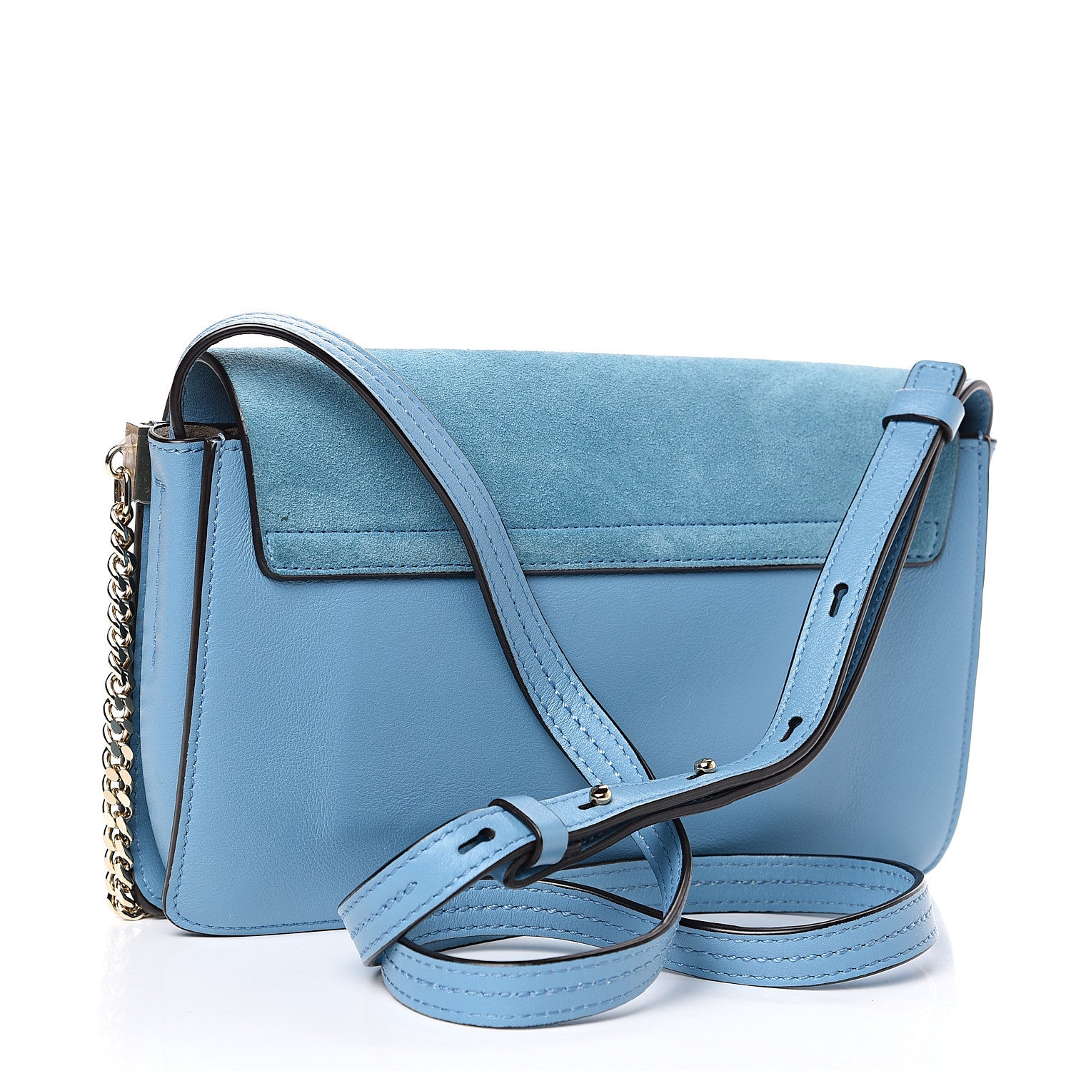 Chloe Suede Calfskin Small Faye Shoulder Bag Vinyl Blue 2 of 13