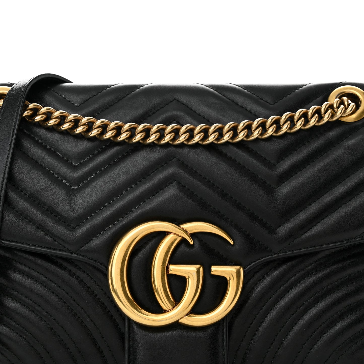Calfskin Matelasse Medium GG Marmont Shoulder Bag Black