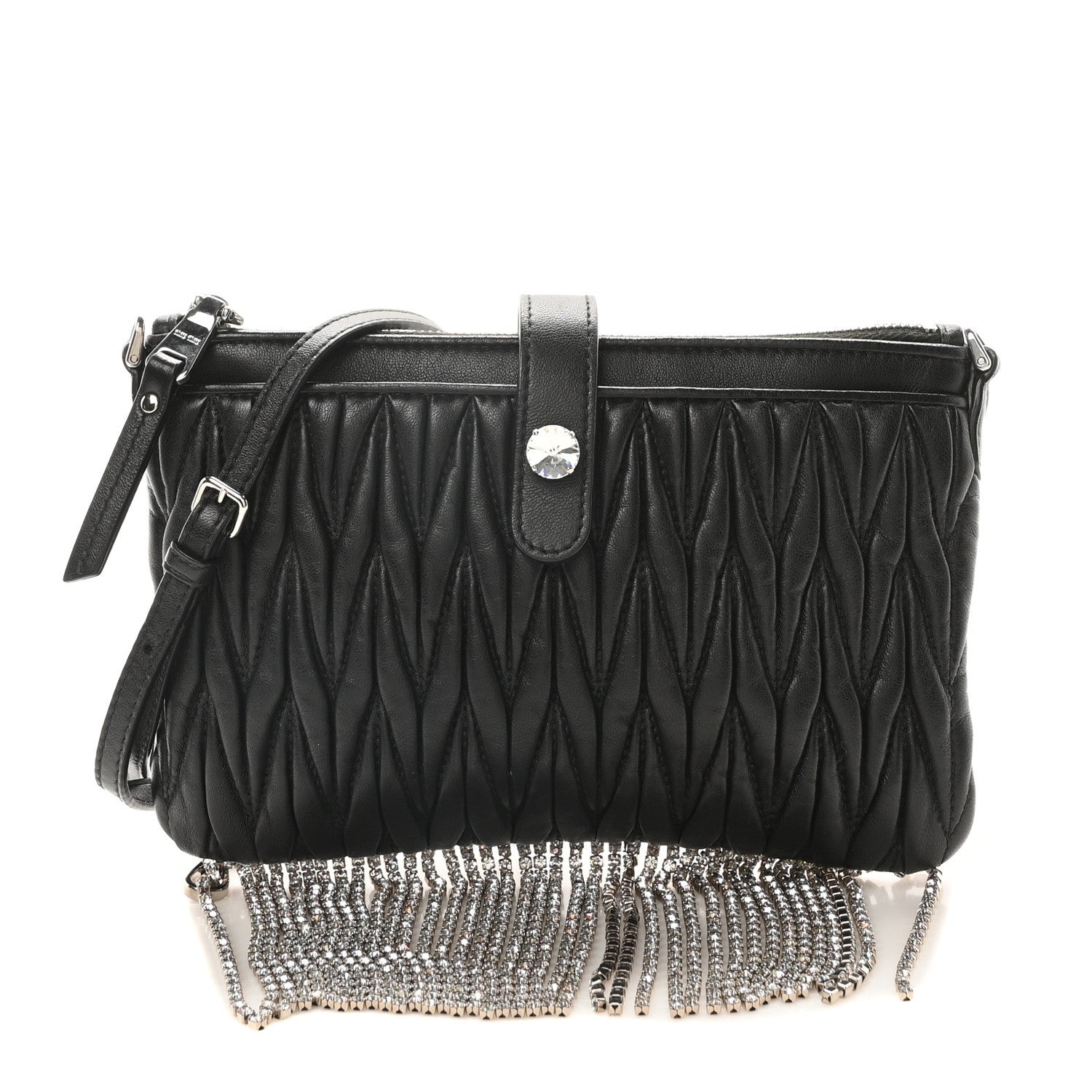 Miu Miu Nappa Matelasse Crystal Mini Crossbody Black 1 of 10