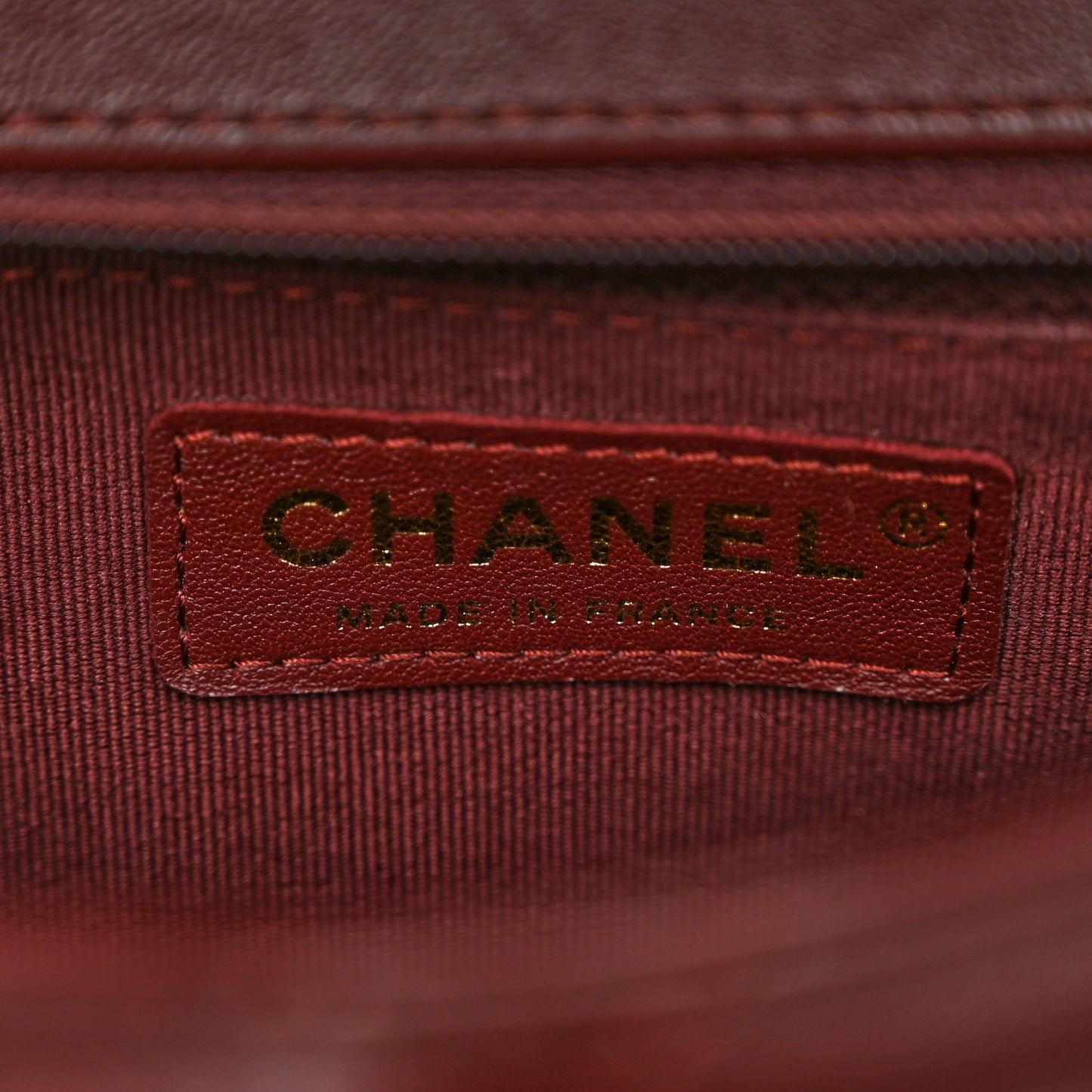 Lambskin Quilted Mini Logo Square Flap Burgundy