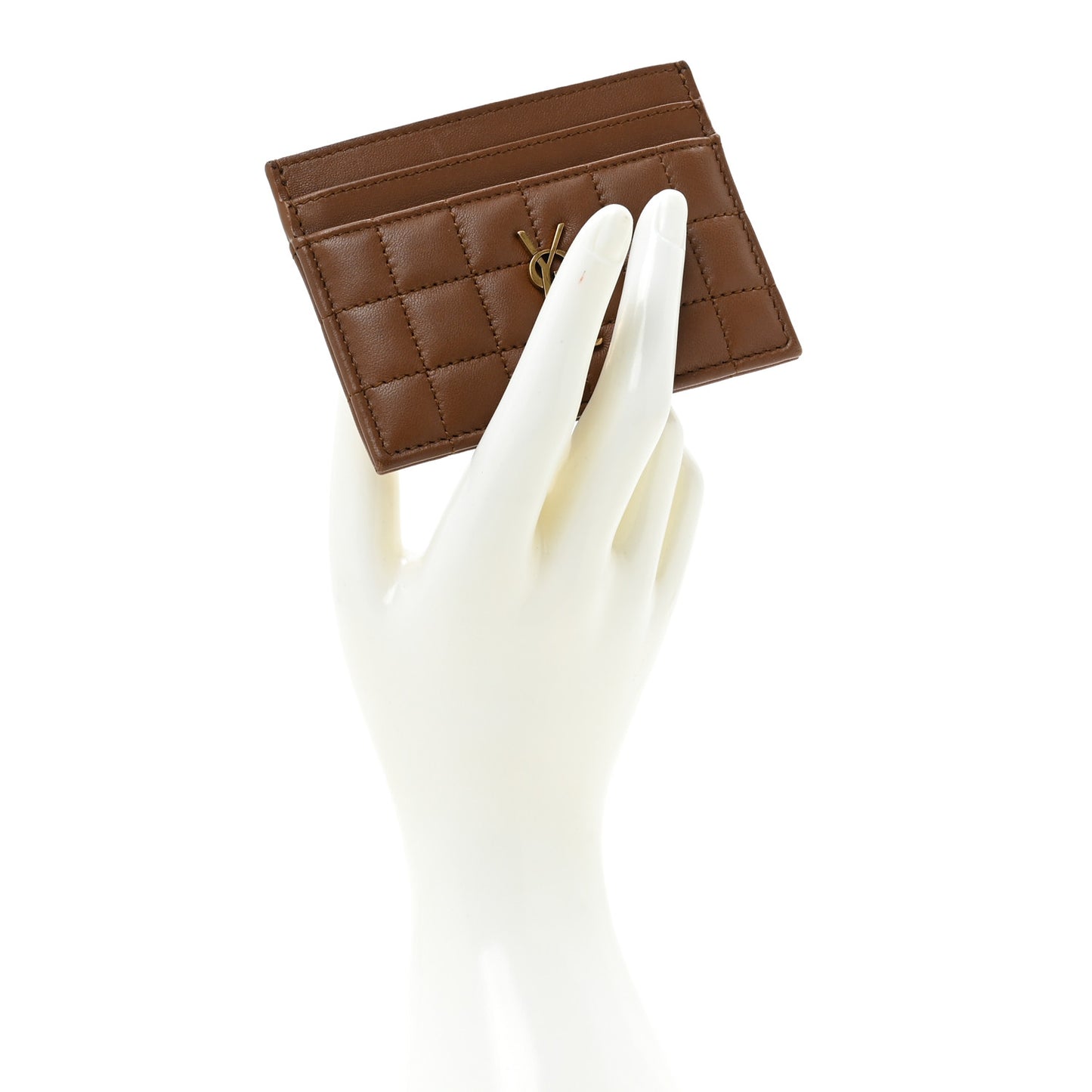 Lambskin Quilted Cassandre Credit Card Case Fox