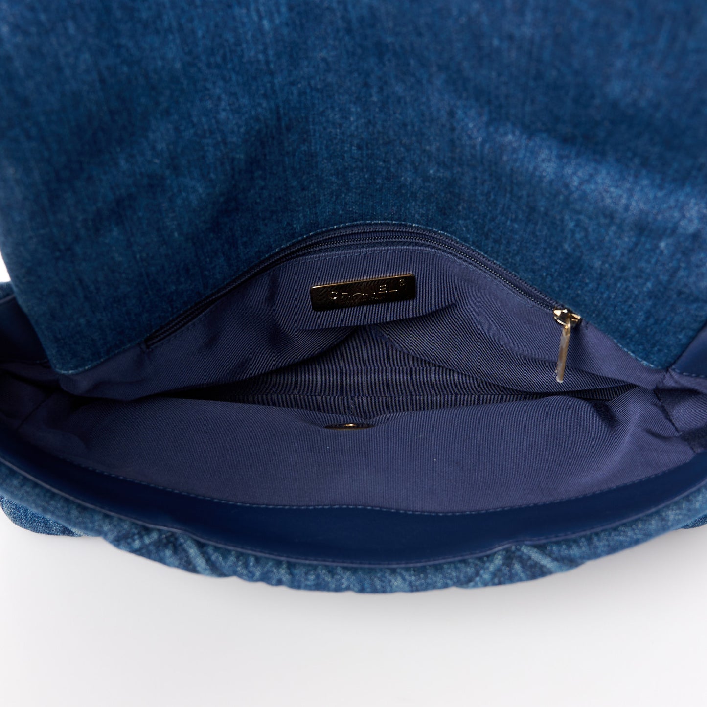 Denim Quilted Large Chanel 19 Flap Blue