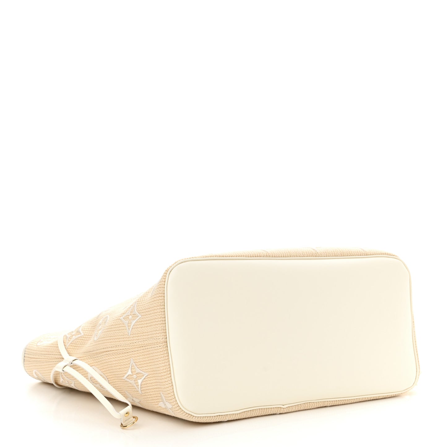 Cotton Monogram Embroidered Neverfull MM Beige White