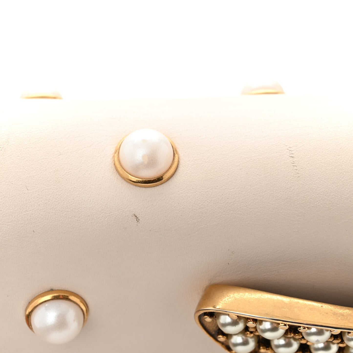 Nappa Pearl Studded Mini Queen Margaret Broadway Shoulder Bag Mystic White