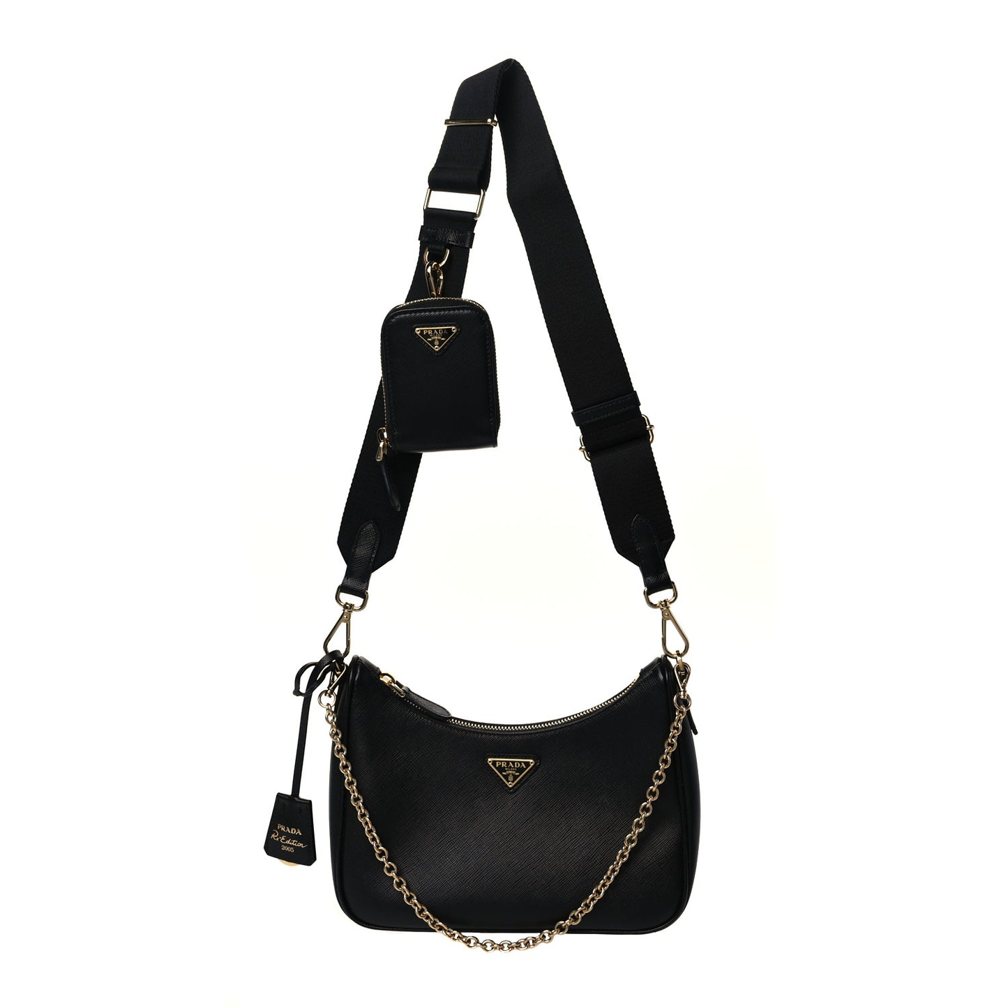 Saffiano Lux Re-Edition 2005 Shoulder Bag Black