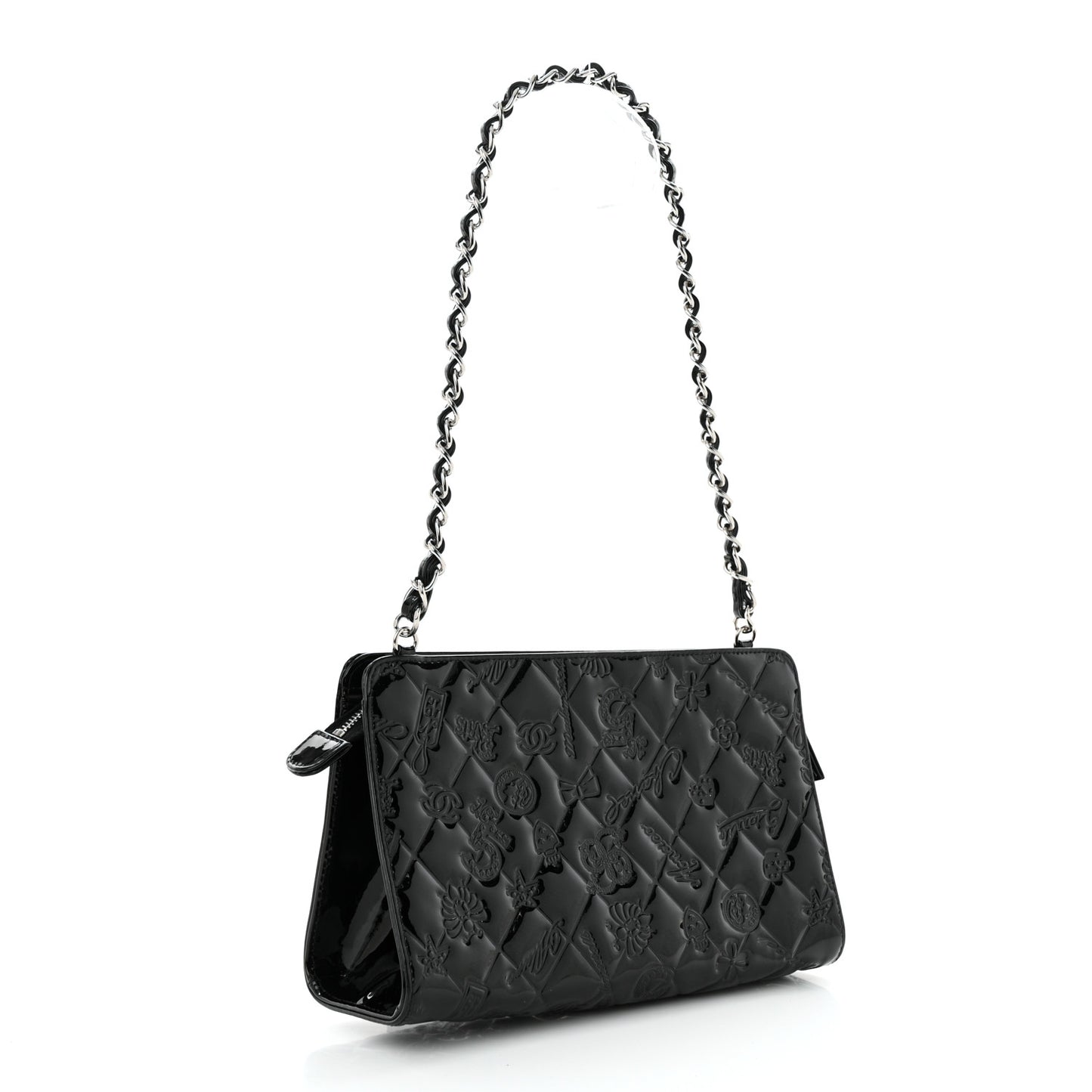 Patent Calfskin Lucky Symbols Pochette Black