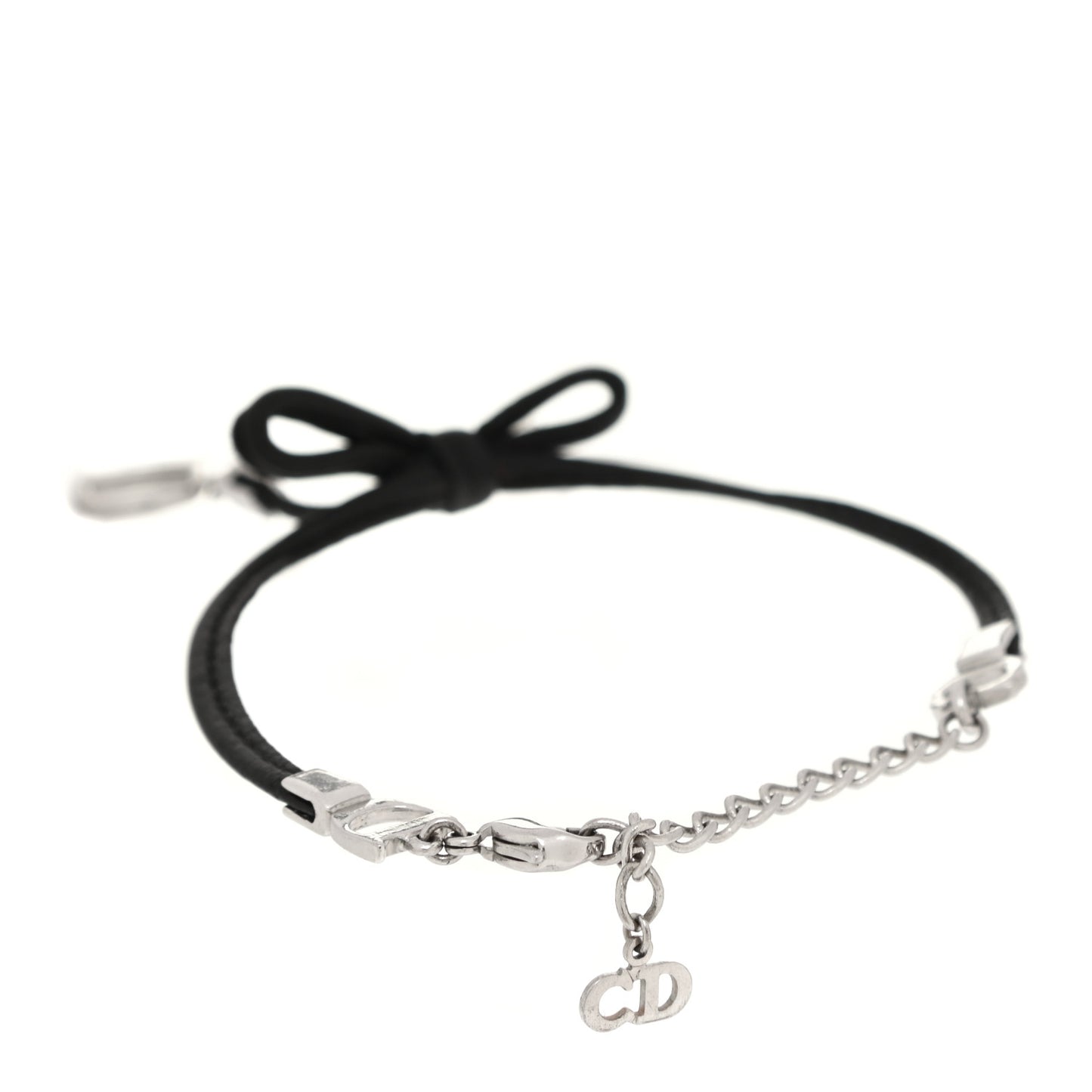 Calfskin Bow CD Logo Bracelet Silver
