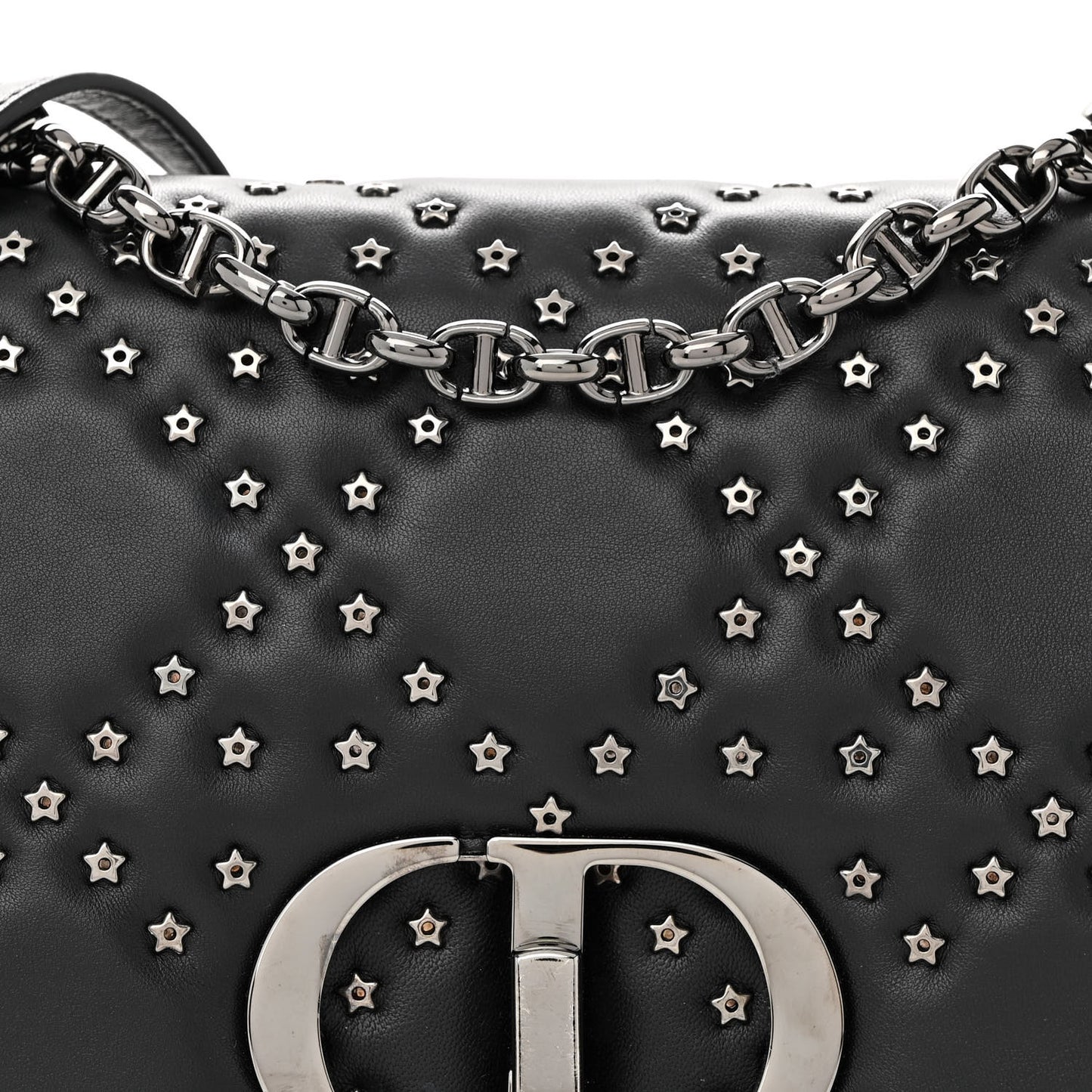 Calfskin Lucky Star Macrocannage Medium Caro Bag Black