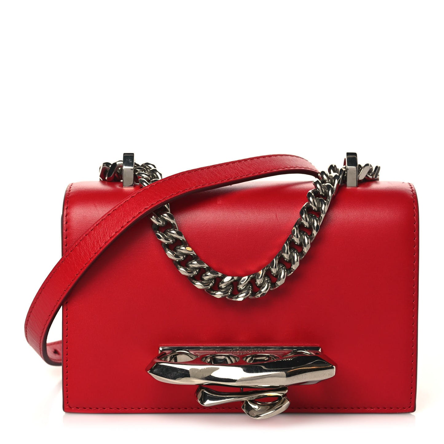 Calfskin Sculptural Knuckle Crossbody Red