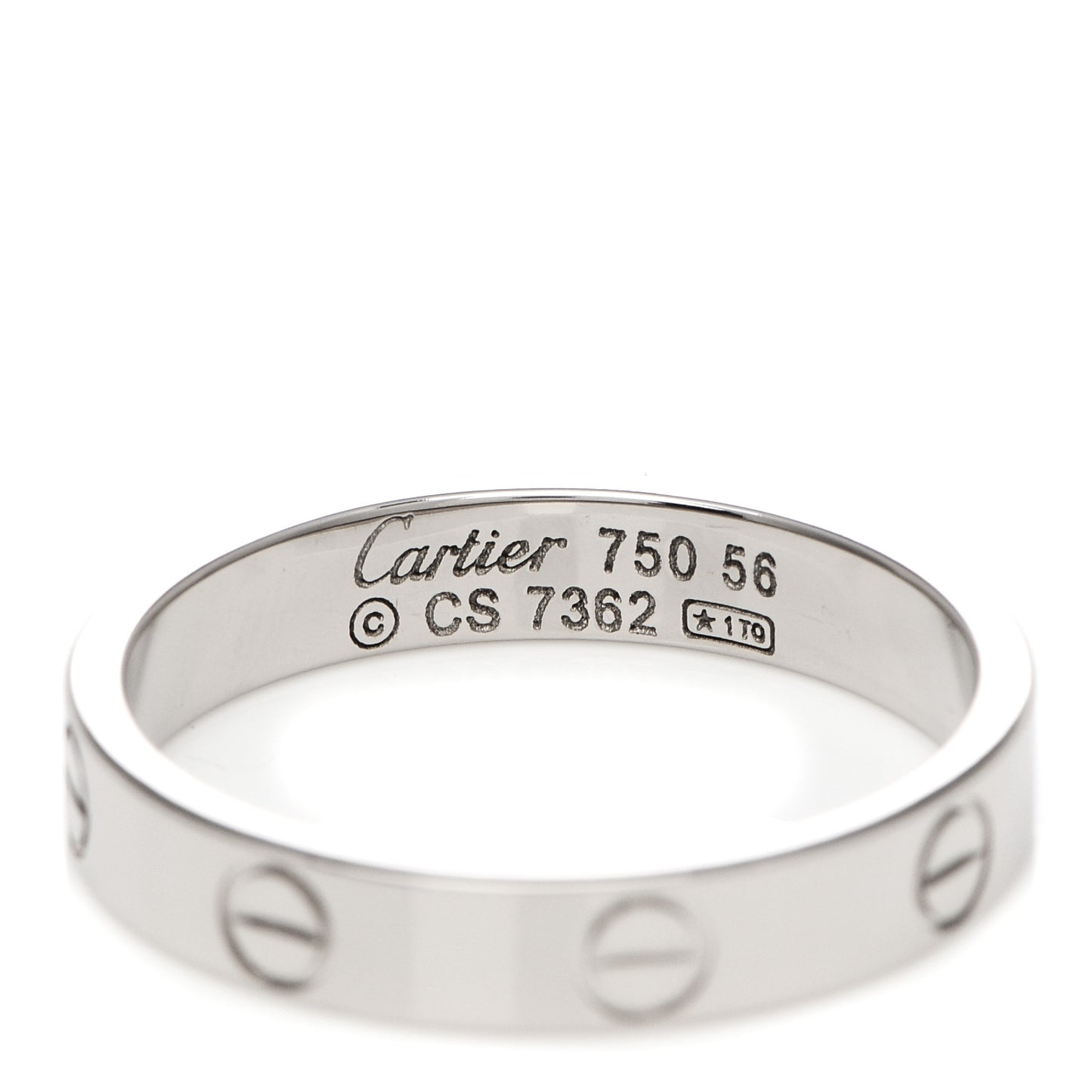 18K White Gold 3.5mm LOVE Wedding Band Ring 56 7.75