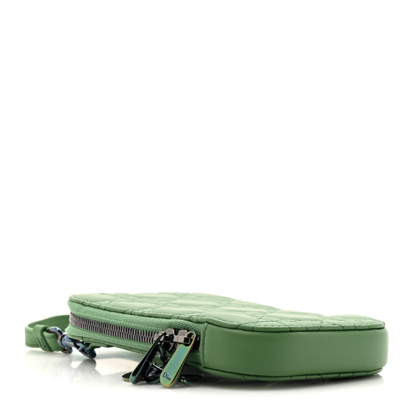 Lambskin Cannage Lady Dior Phone Holder Green