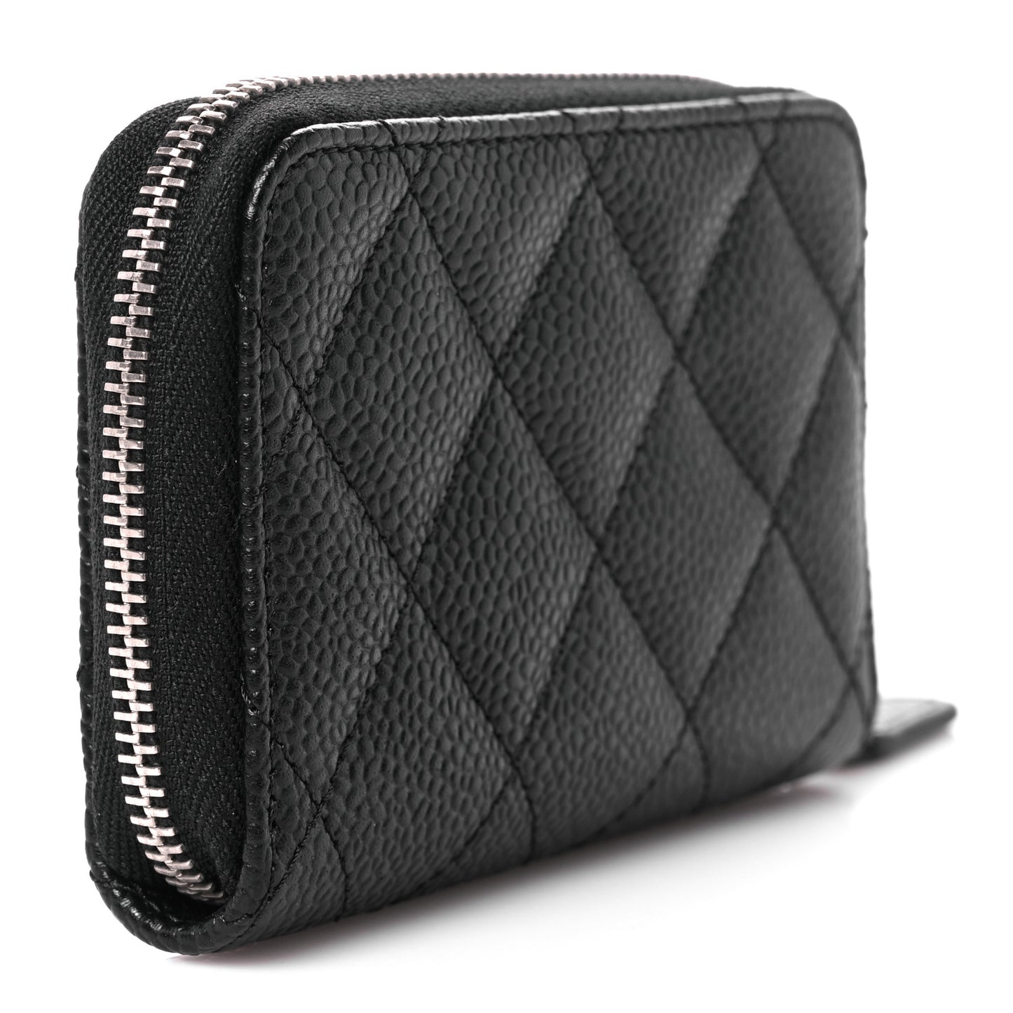 Caviar Quilted Zip Coin Purse Black