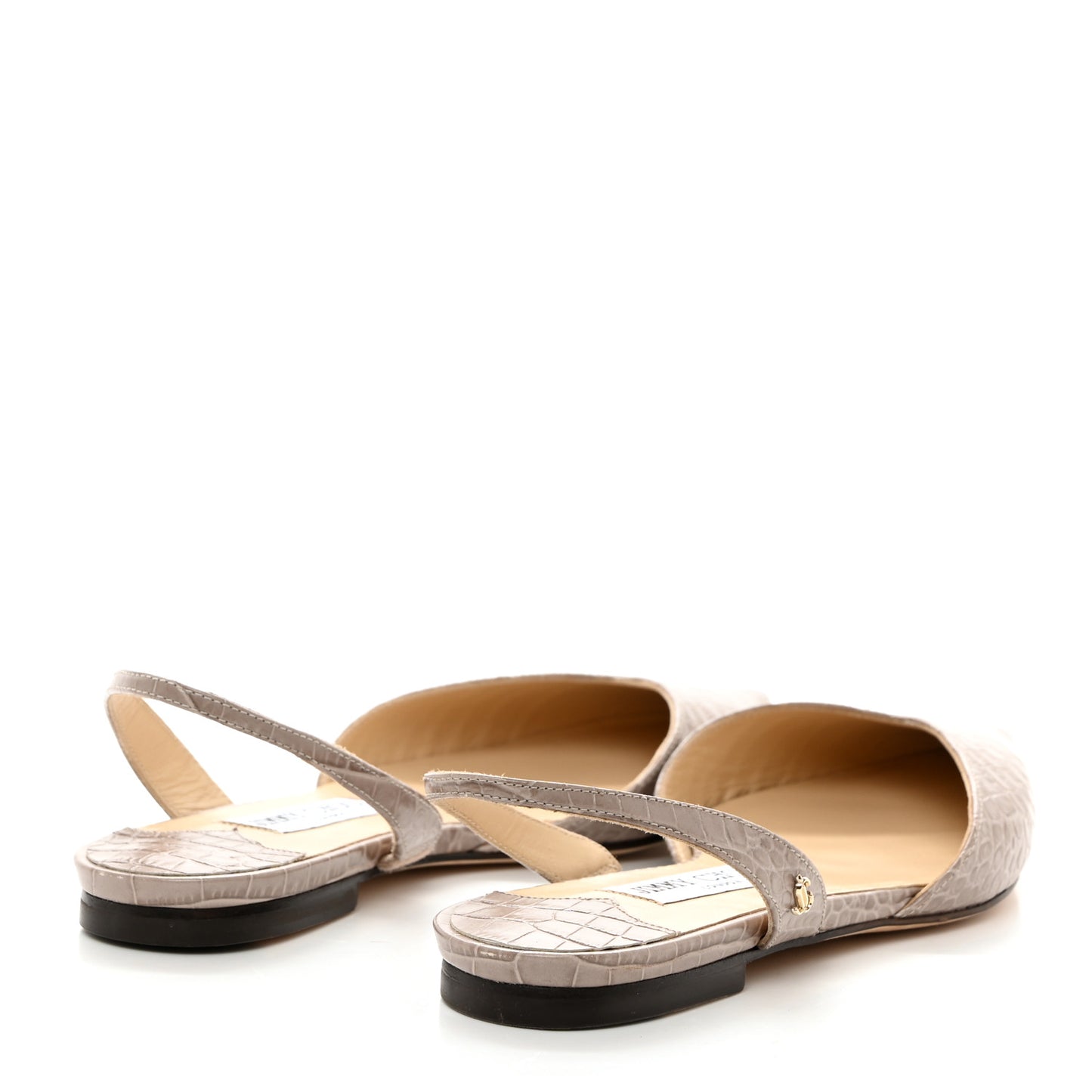 Crocodile Embossed Slingback Flat 37 Beige