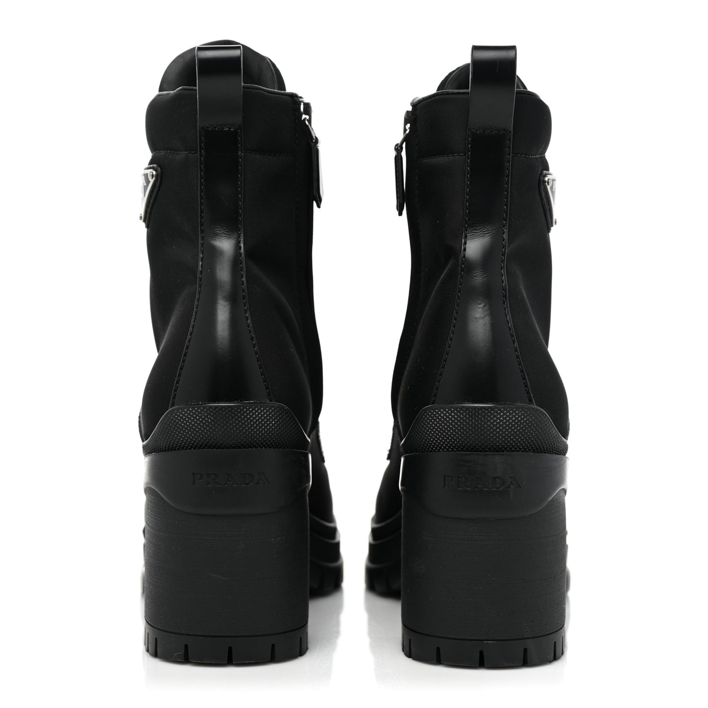 Spazzolato Re-Nylon Metal Triangle Logo Lace Up 85mm Boots 39 Black
