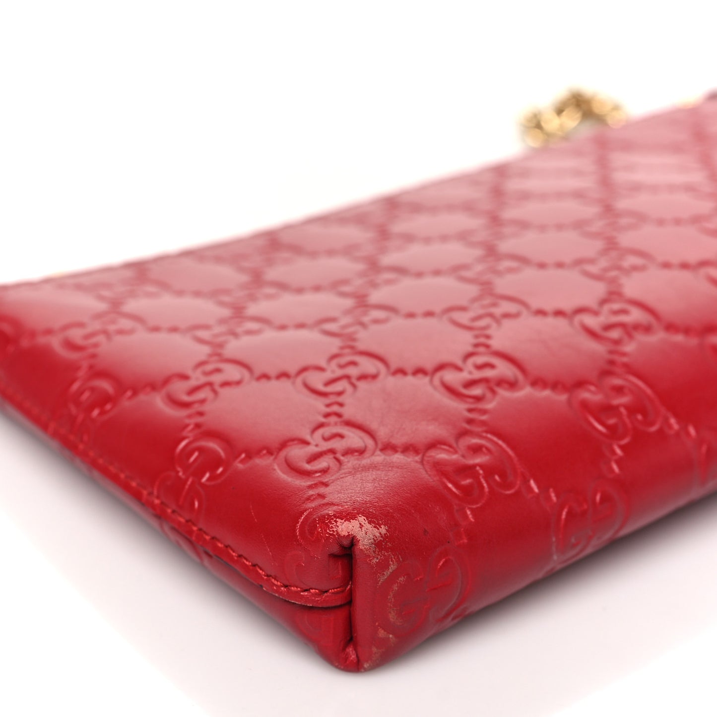 Guccissima Signature Wrist Wallet Hibiscus Red