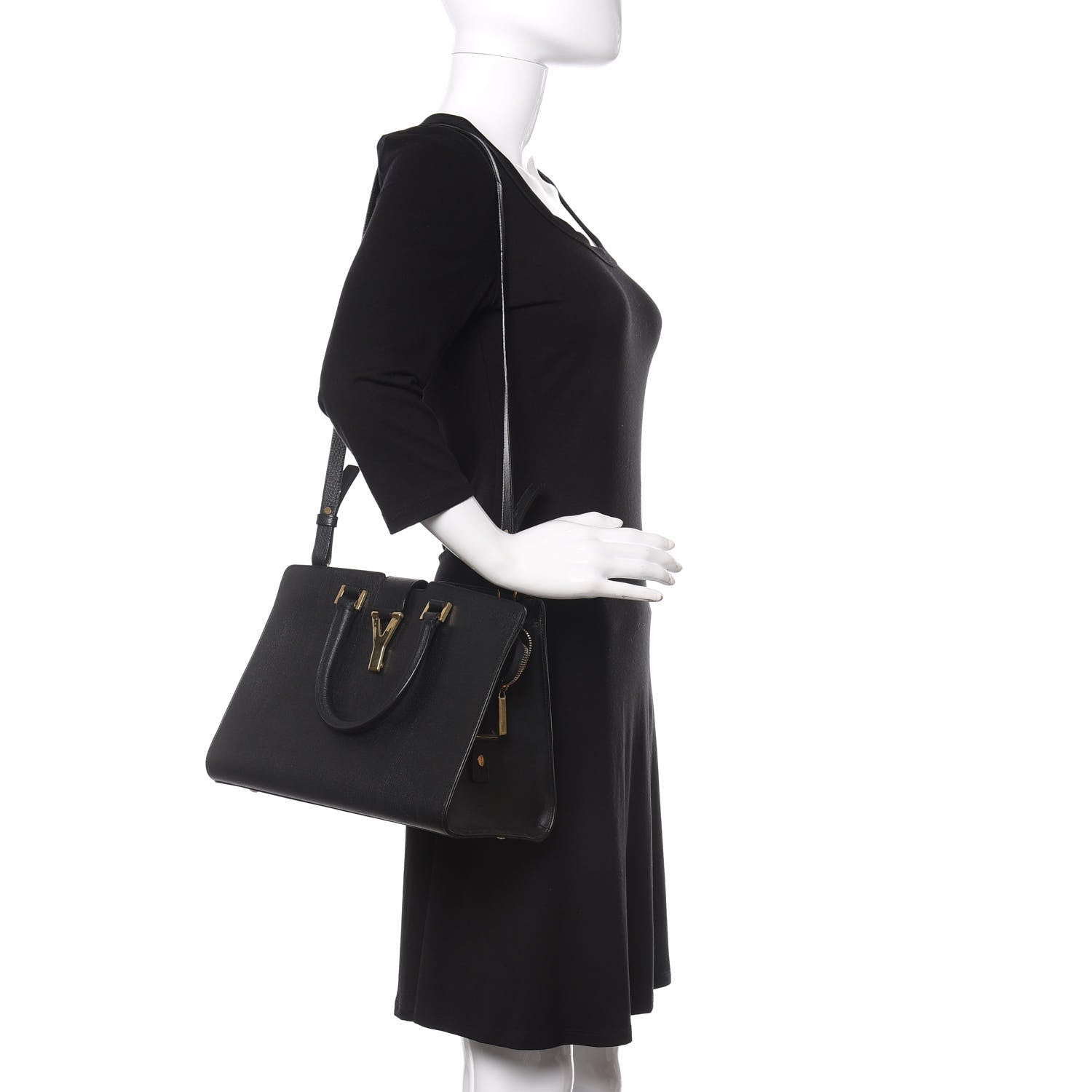 Saint Laurent Textured Calfskin Small Classic Y Cabas Black 2 of 10