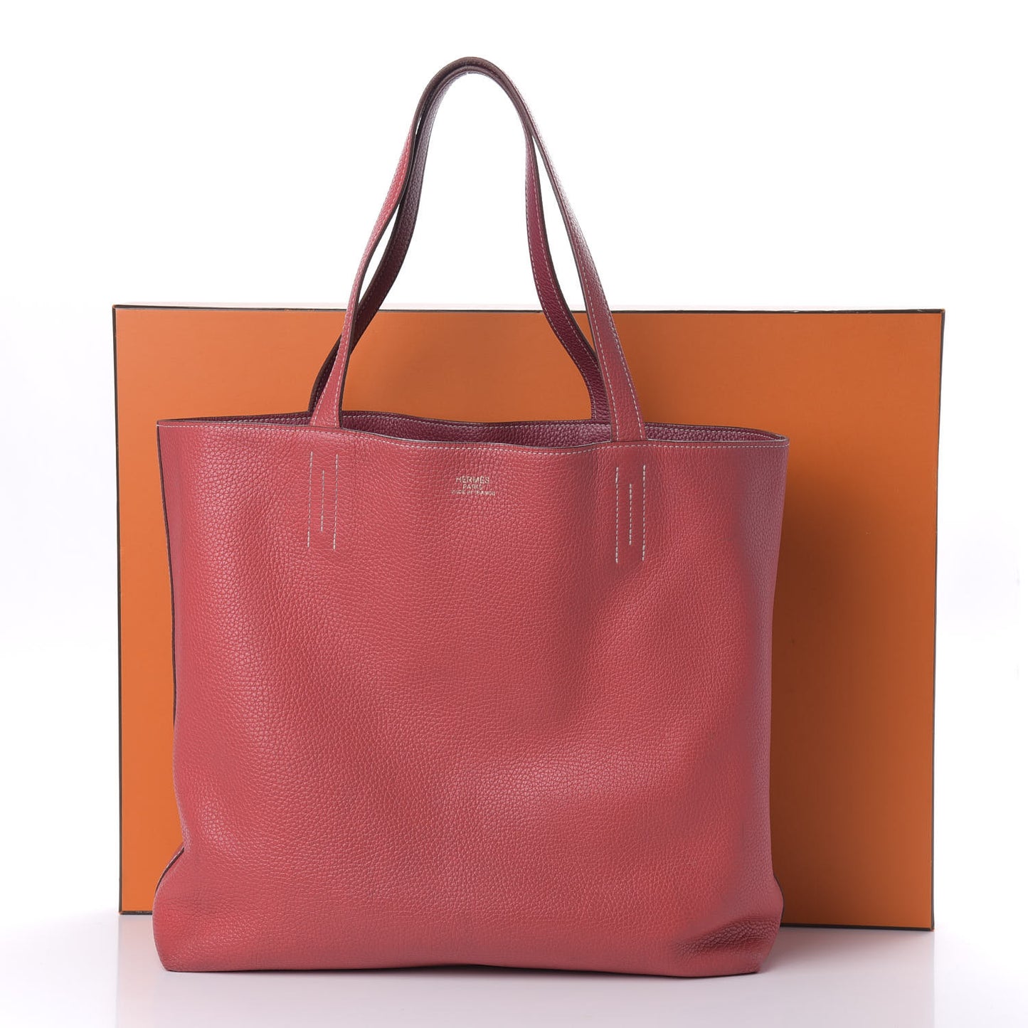 Taurillon Clemence Double Sens 36 Reversible Tote Rubis Bougainvillea