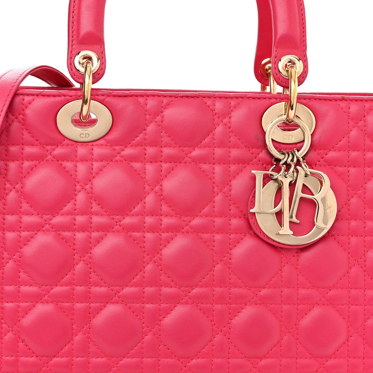Lambskin Cannage Large Lady Dior Fuchsia