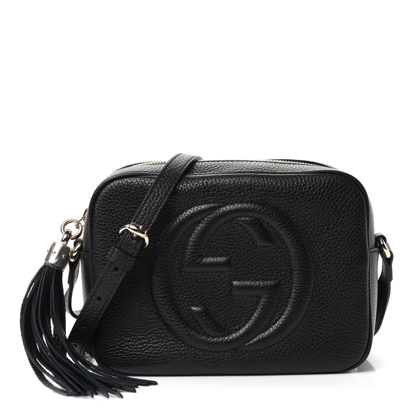 Pebbled Calfskin Small Soho Disco Bag Black