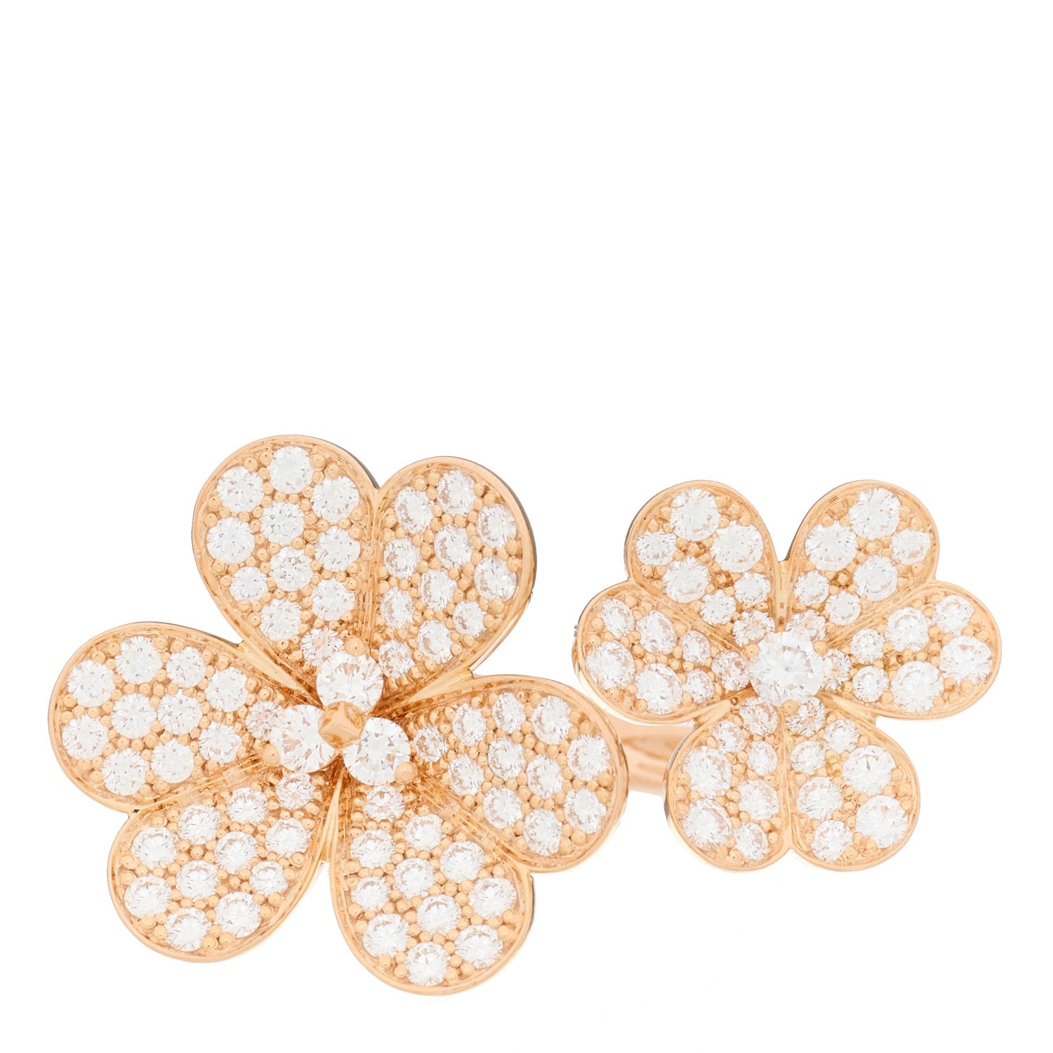 Van Cleef & Arpels 18K Rose Gold Diamond Frivole Between The Finger Pave Ring 50 5.5 1 of 4