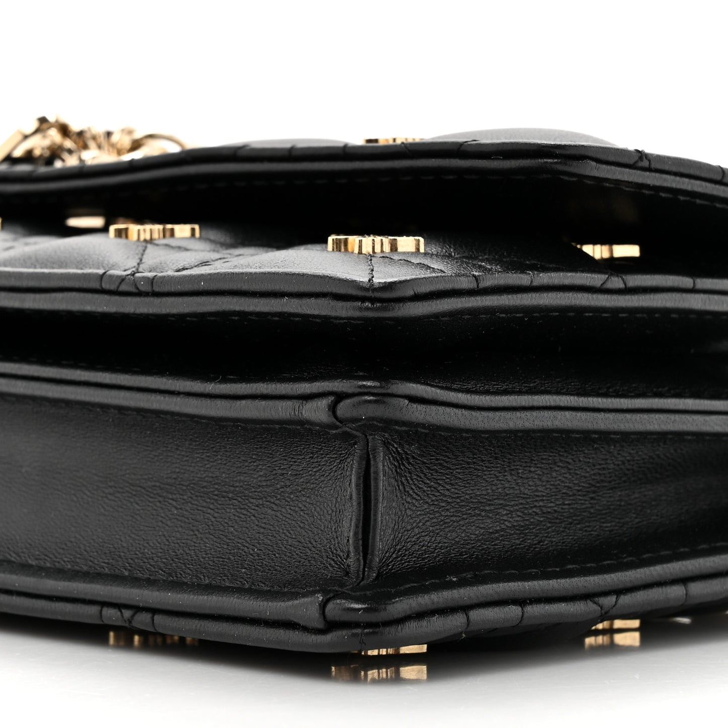 Lambskin Cannage Butterfly Studs Miss Dior Pouch Black