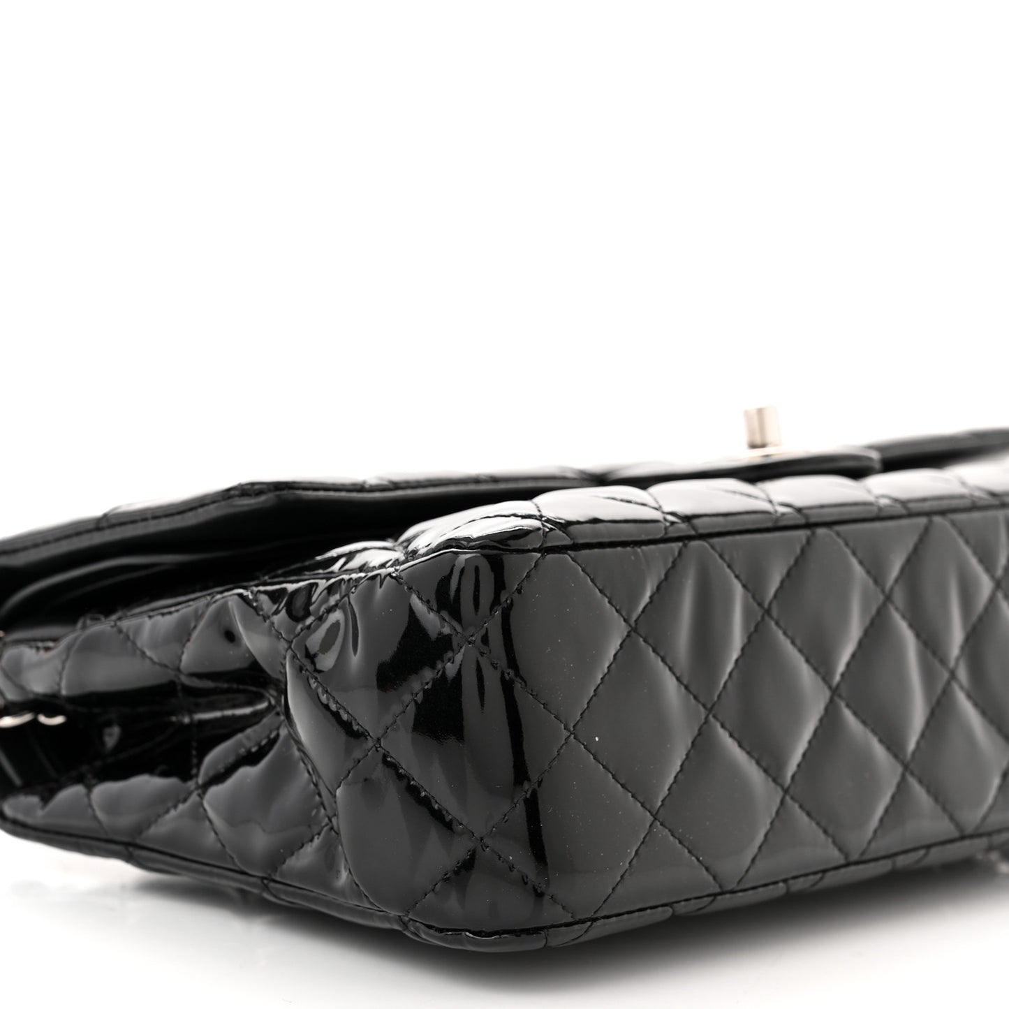 Patent Quilted Medium Double Flap Black