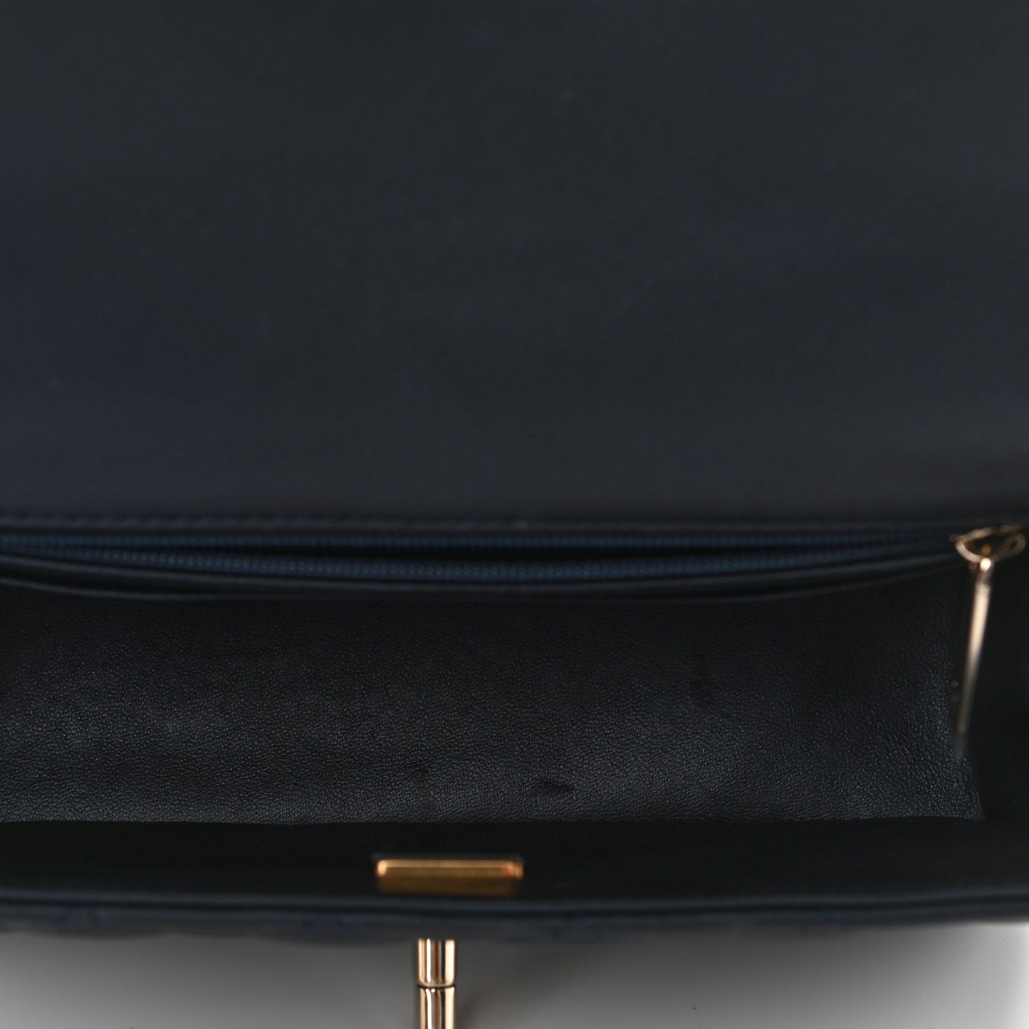 Lambskin Quilted Mini Top Handle Rectangular Flap Navy Blue