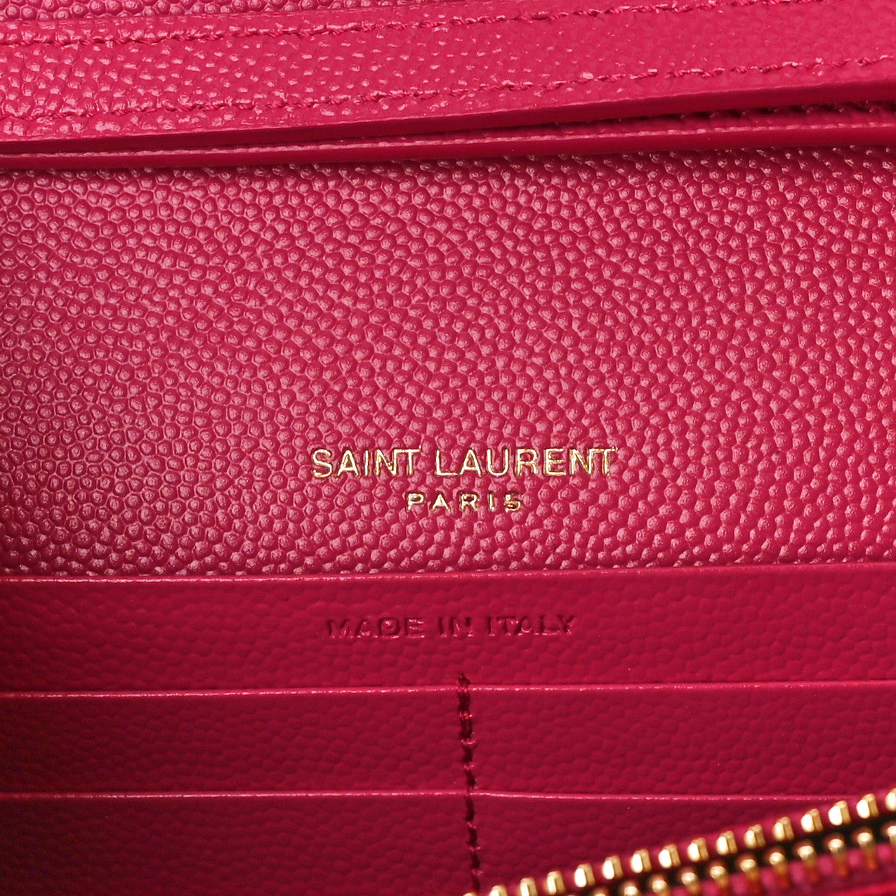 Grain De Poudre Matelasse Chevron Monogram Chain Wallet Lipstick Fuchsia