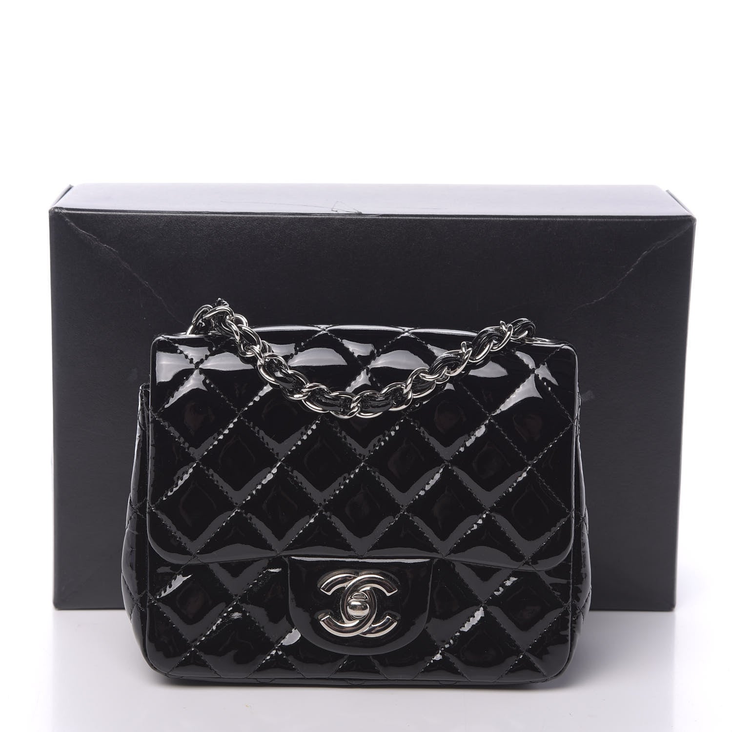 Chanel Patent Calfskin Quilted Mini Square Flap Black 12 of 12