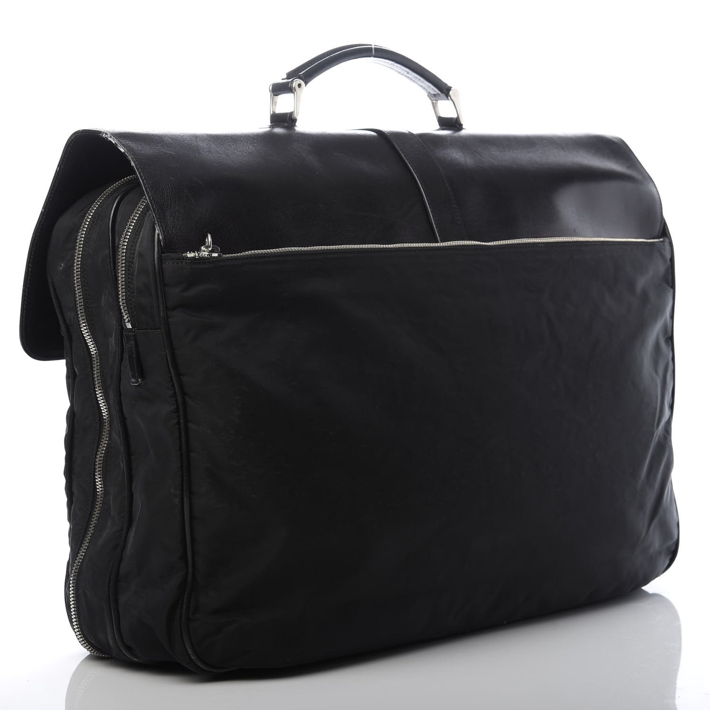 Soft Calfskin Tessuto Nylon Travel Bag Black