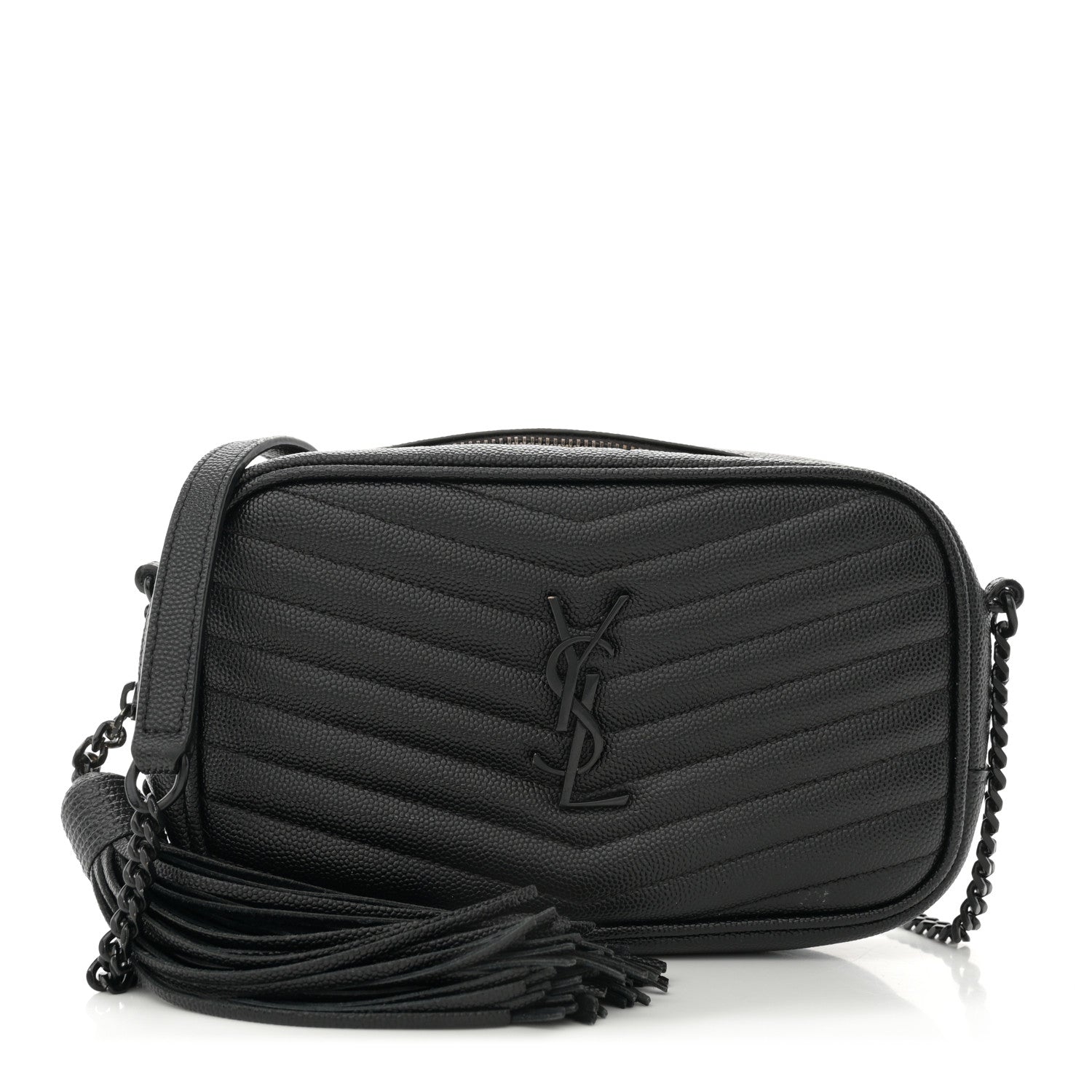 Saint Laurent Grain De Poudre Matelasse Monochrome Monogram Mini Lou Camera Bag Black 1 of 13
