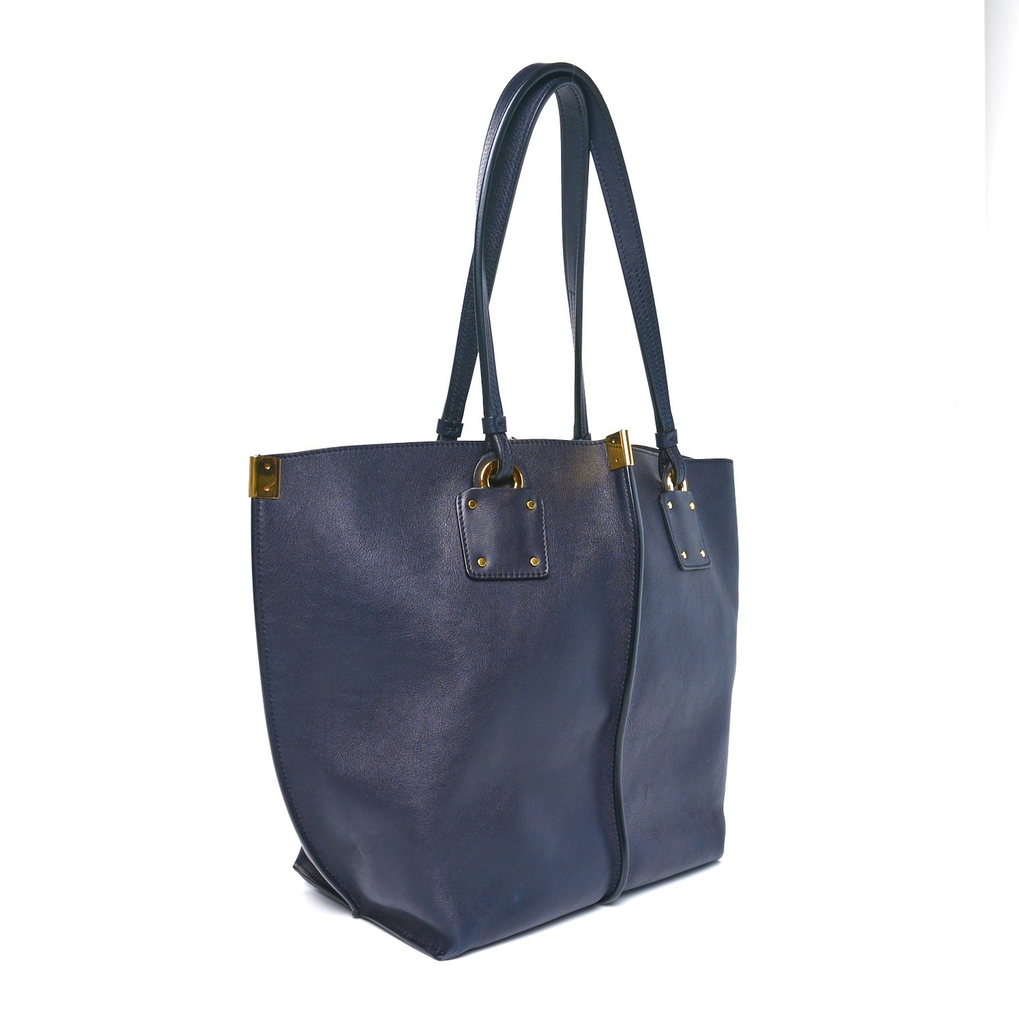 Smooth Calfskin Medium Vick Tote Full Blue