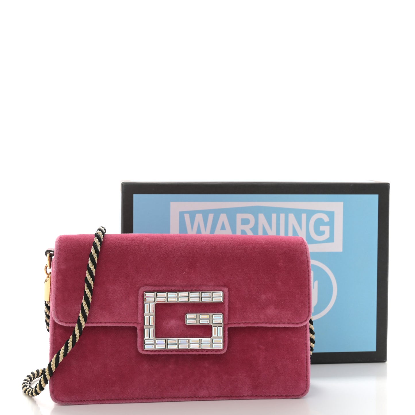 Velvet Crystal Square G Shoulder Bag Light Raspberry Rose