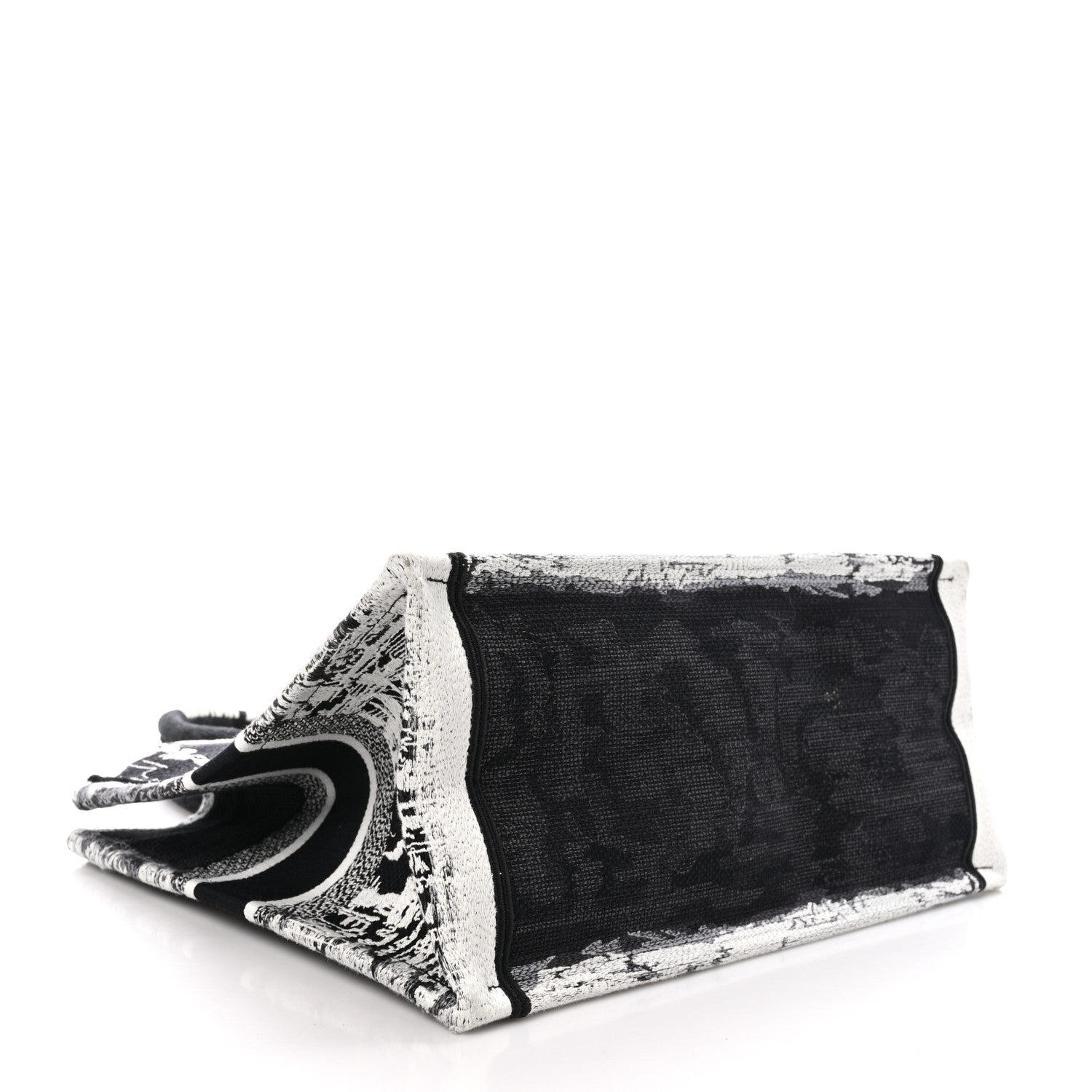 Christian Dior Canvas Embroidered Medium New York Book Tote Black White 4 of 10